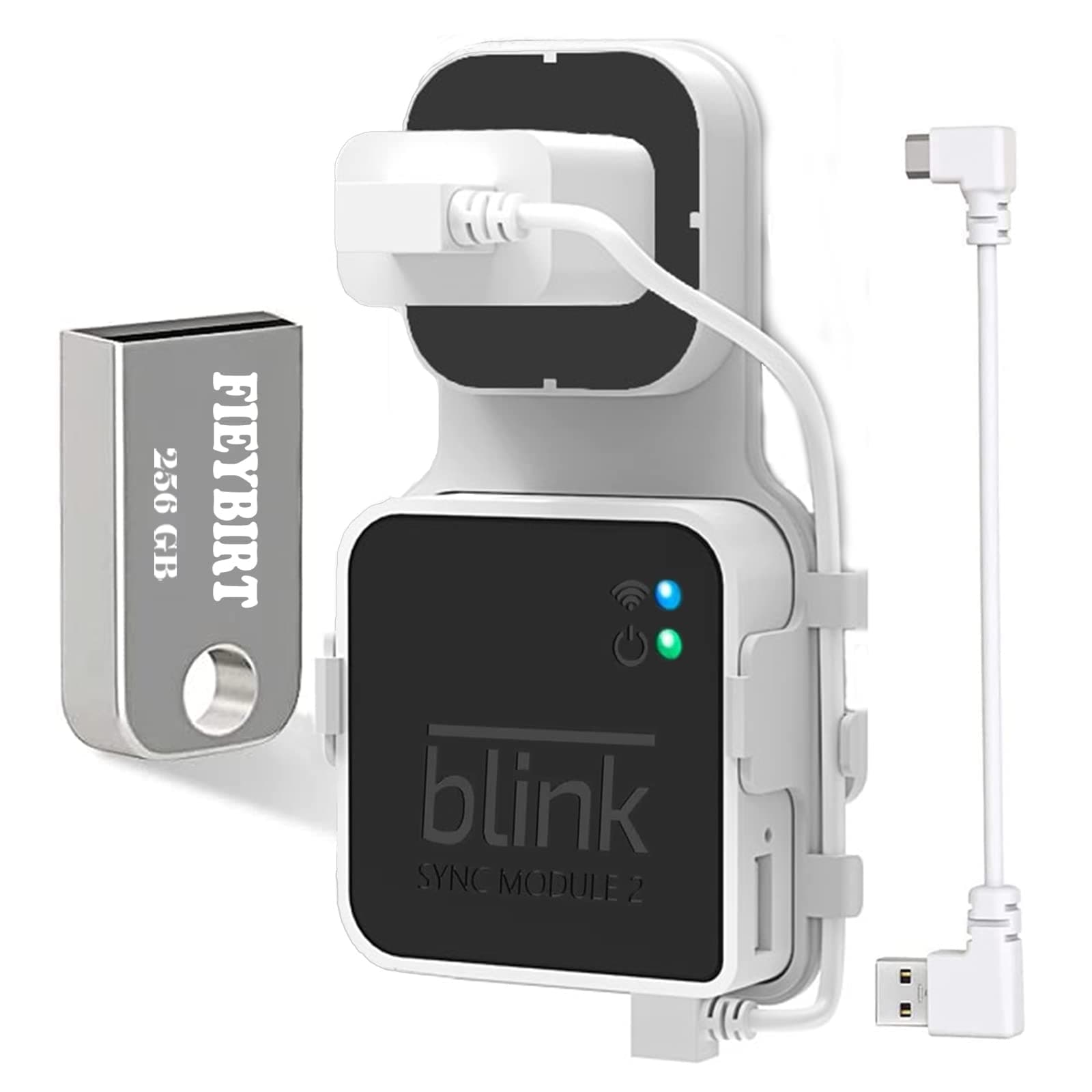 256GB Blink USB Flash Drive and Sync Module 2 Mount, Space Saving and Easy Move Mount Bracket Holder for Blink Outdoor Indoor Security System