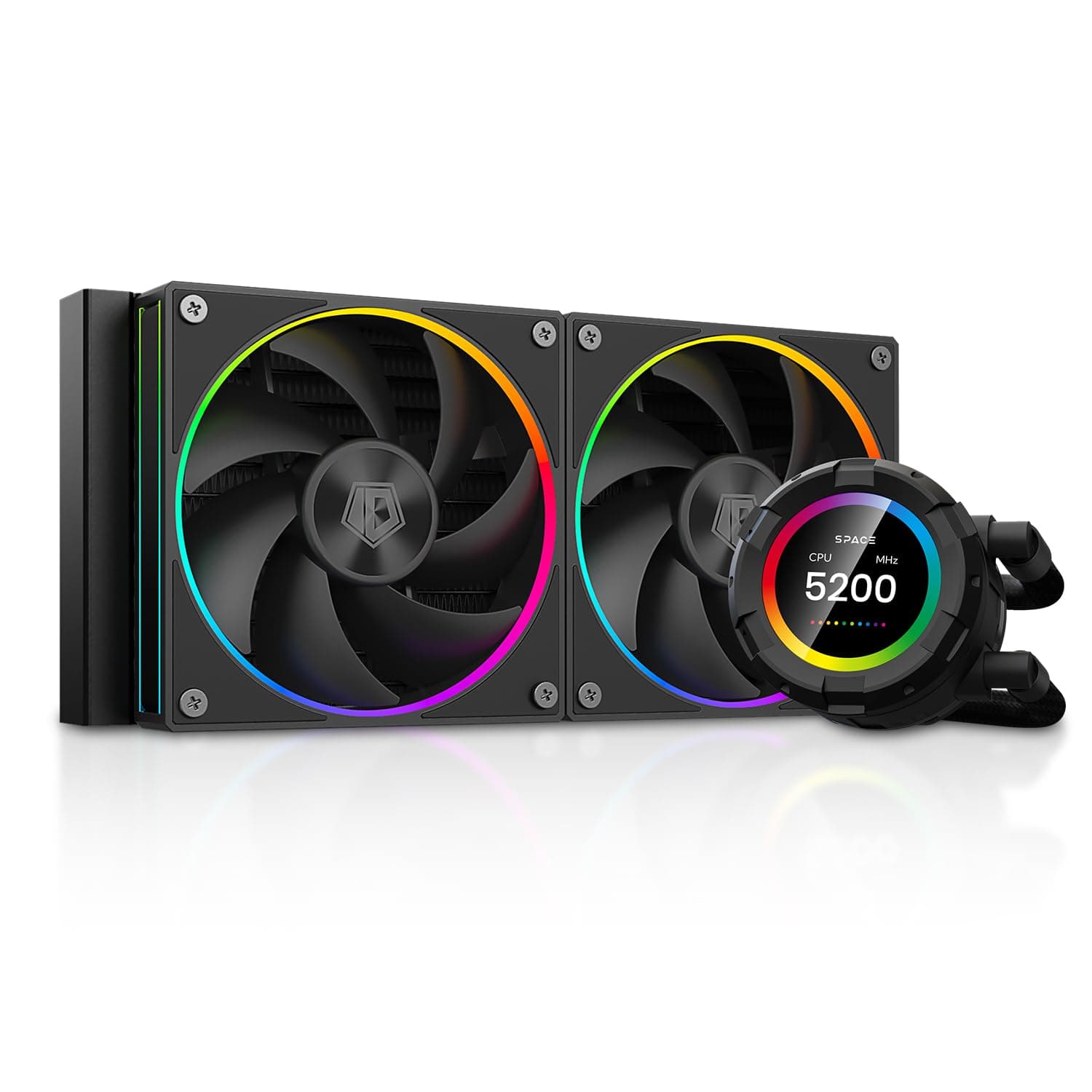 SL240 CPU Liquid Cooler with Display, Customizable 2.1" LCD Display for Images or Performance Metrics, 240mm AIO Cooler, Dual AF127 ARGB Fans, Fits Intel/AMD