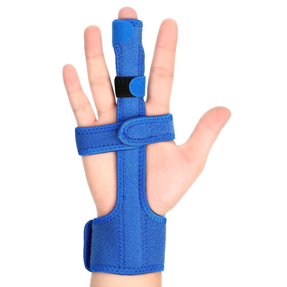 Trigger Finger Splint Finger Brace – Comfortable Finger Splints. Adjustable Aluminium Finger Straighter for Bent Mallet Fingers Fits All Fingers (Blue)