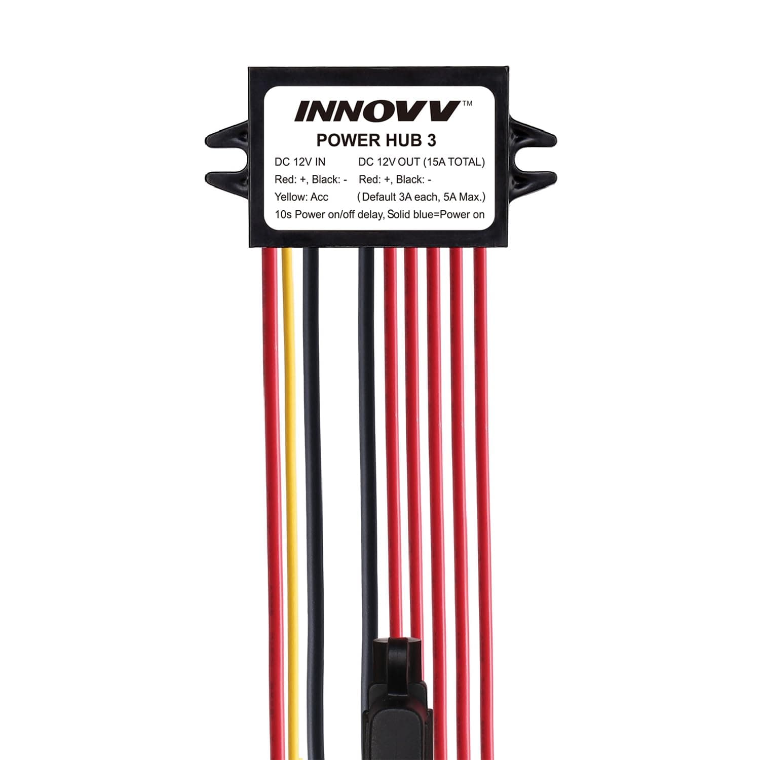 INNOVV Power Hub 3 Power Distribution System Kit, DC 12V 15A Motorcycle Power Distribution Hub, Connects up to 5 Devices Installed on the Motorcycle