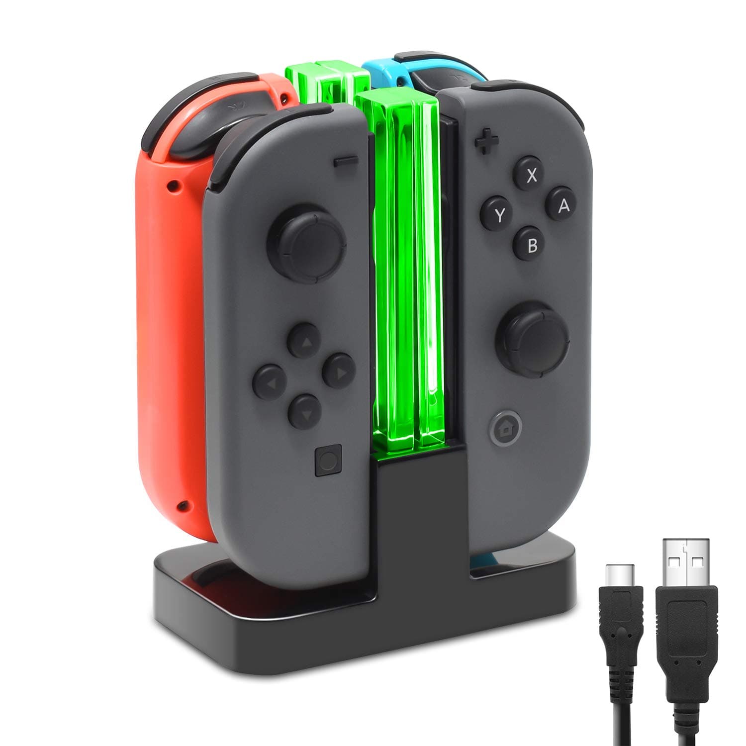 Charging Dock Compatible with Nintendo Switch for Joy Con & OLED Model Controller with Lamppost LED Indication, Charger Stand Station Compatible with Joy Cons with Charging Cable