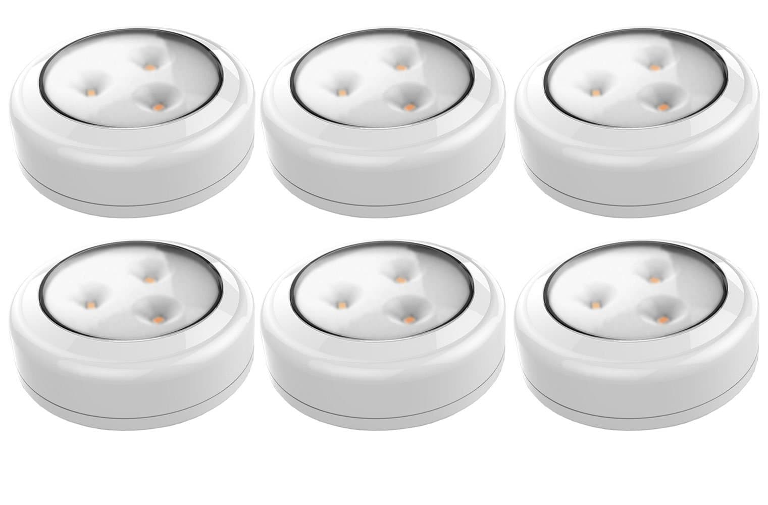 Brilliant Evolution BRRC146 Wireless LED Under Cabinet Lighting | Closet Light | Battery Powered LED Lights | 6 Pack Puck Lights, Stick On Lights | LED Puck Light