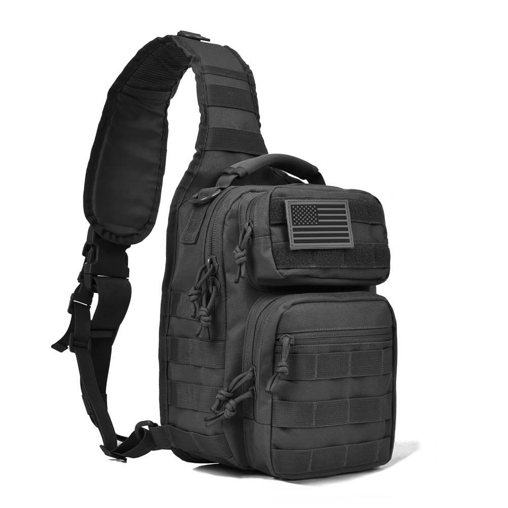 Tactical Sling Bag Pack Rover Shoulder Sling Backpack Molle Range Bag Everyday Carry Bag Day Pack Small Black