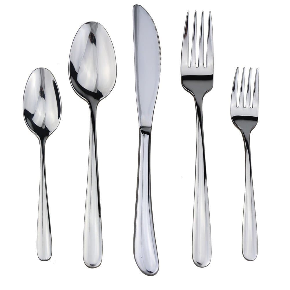 Silverware Set, 5-PIECE Flatware Set, DEALIGHT Mirror Polished Eating Utensils of Dinner, Stainless Steel Cutlery Set for 1 People