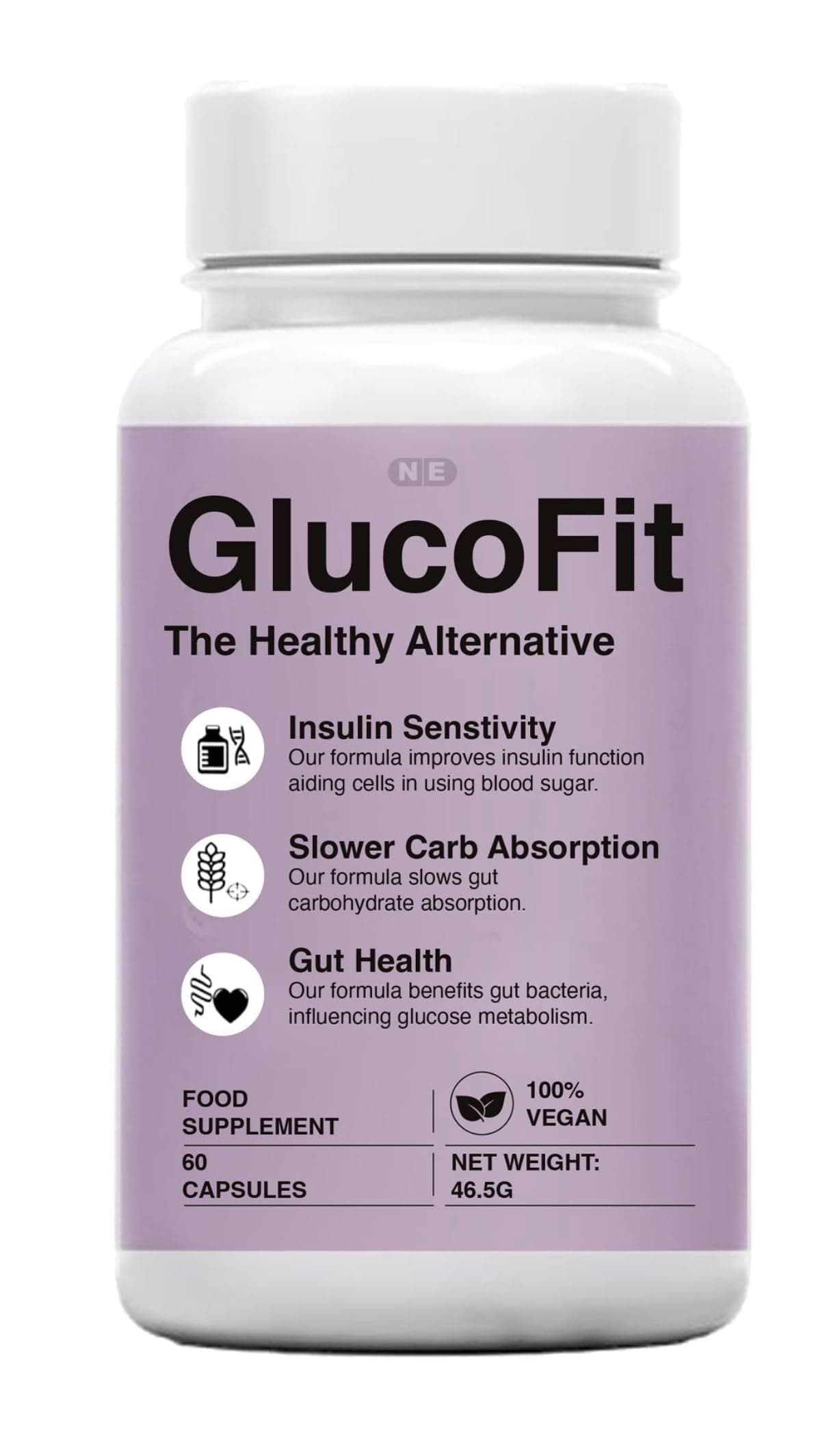 Gluco Fit Supplement, Improves Insulin Function, Slows Carb Absorption, Promotes Gut Health, 60 Vegan Capsules, Weight Management with Added Vitamins'