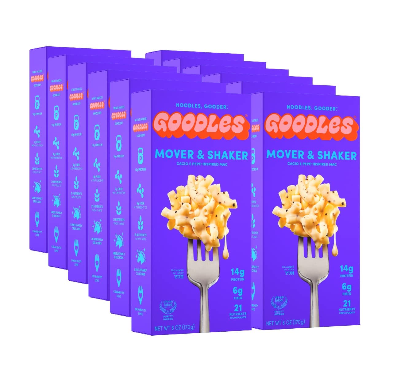 Goodles Mover & Shaker Mac & Cheese 12 Pack, 6oz - 14g Protein, 6g Fiber with Prebiotics, 21 Nutrients and Made w/REAL Cheese! | Clean Label Certified