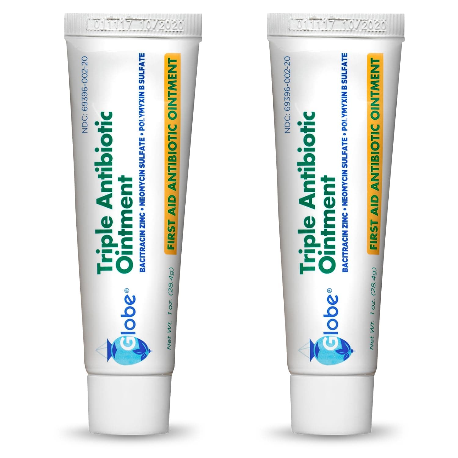 Triple Antibiotic First Aid Ointment, 1 oz (2-Pack) First Aid Antibiotic Ointment, 24-Hour Infection Protection, Wound Care Treatment for Minor Scrapes, Burns and Cuts