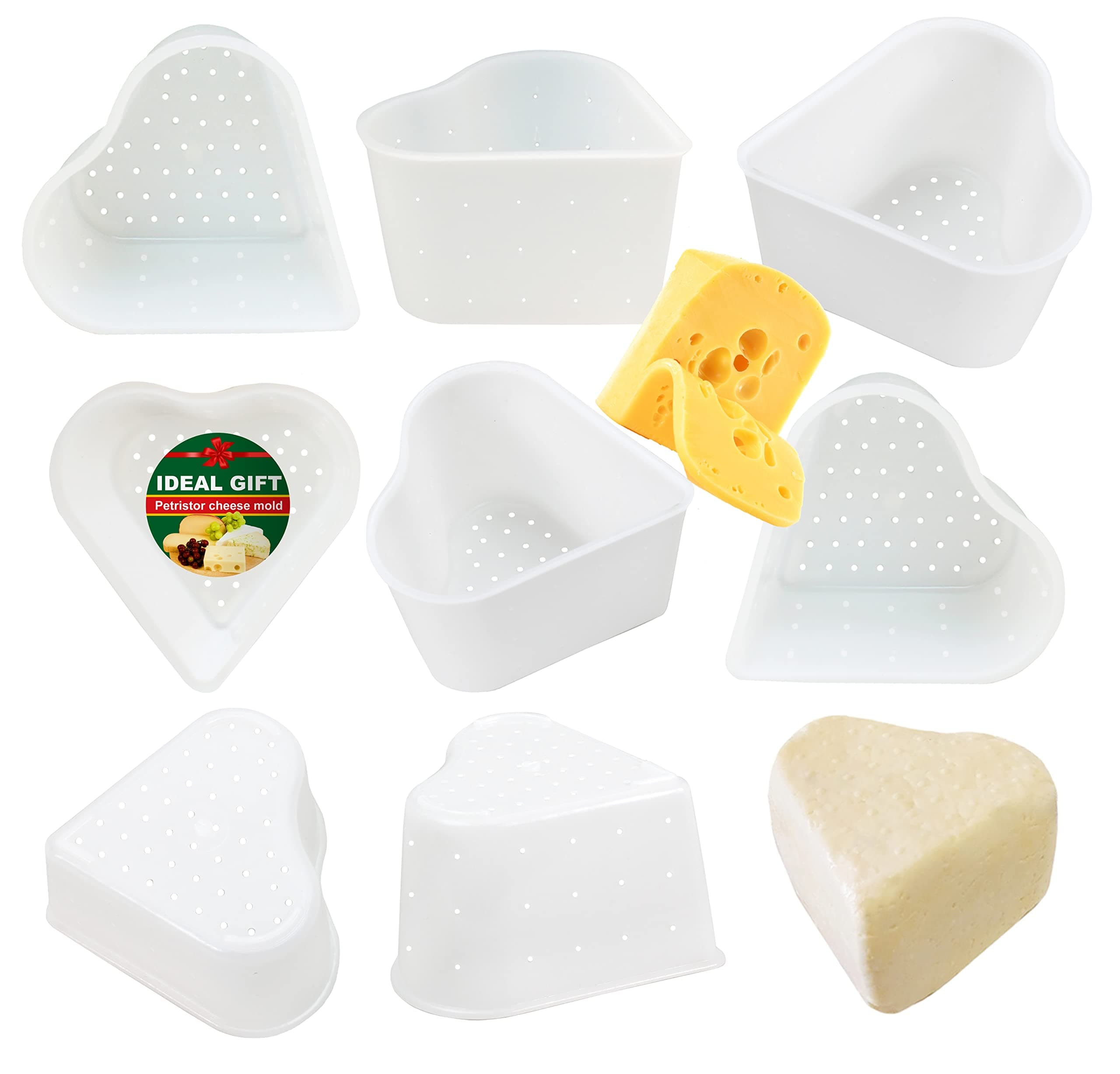 Cheesemaking Kit Punched Сheese Mold Press Strainer cheese Basic Cheese Mold Heart 0,3 liters set of 8 pieces
