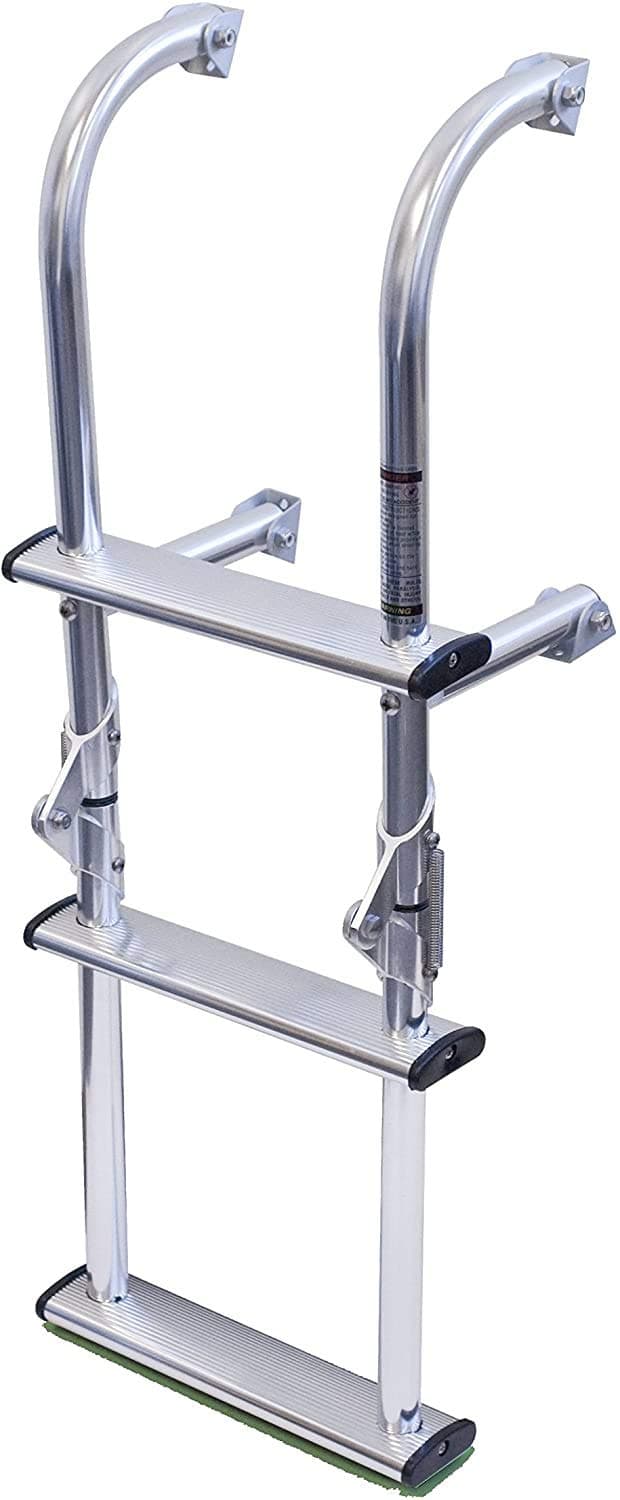 DotLine Universal Mount Aluminum Folding Transom Boat Ladder (3 Step)