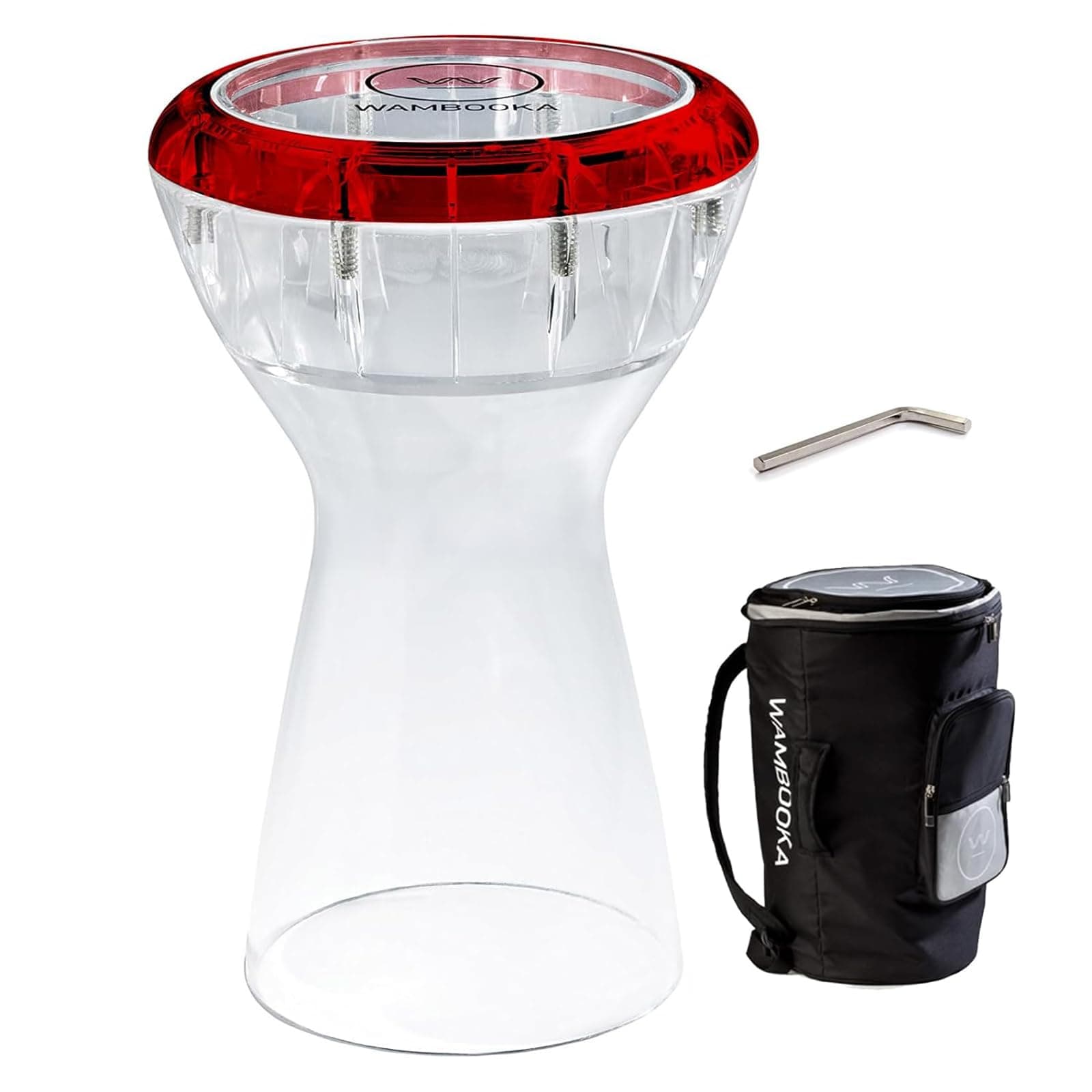 Wambooka Green Emerald Darbuka – Dry & Wet Sound Modes, 8.75'' Head, Lightweight- Professional Drum with Brass Tuning Keys & Padded Bag – 17'' Length – Ideal for Live & Studio Use (Red)