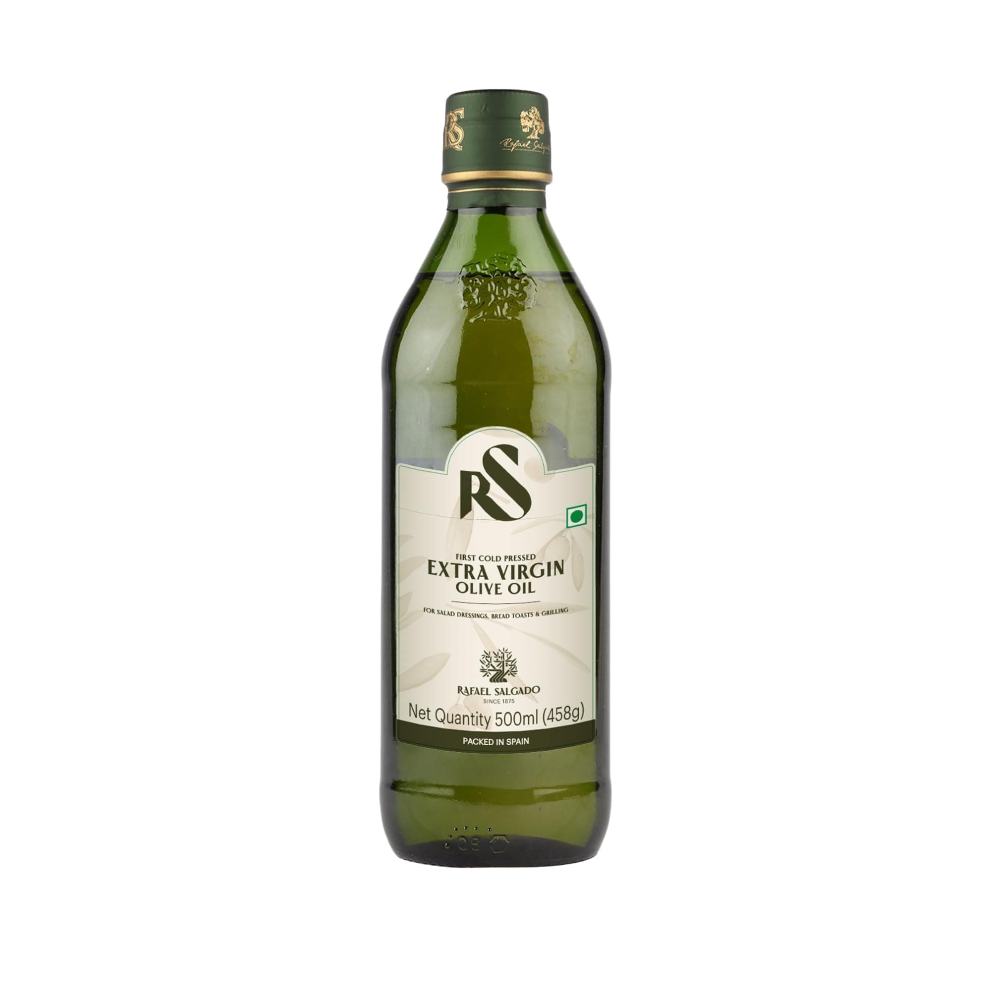 Rafael Salgado RS Extra Virgin Olive Oil | First Cold Pressed Oil | Made & Packed in Spain | Good for Salad Dressing, Flavouring and Mediterranean Cuisine | Zero Cholesterol & Trans Fat | Pet - 500ml