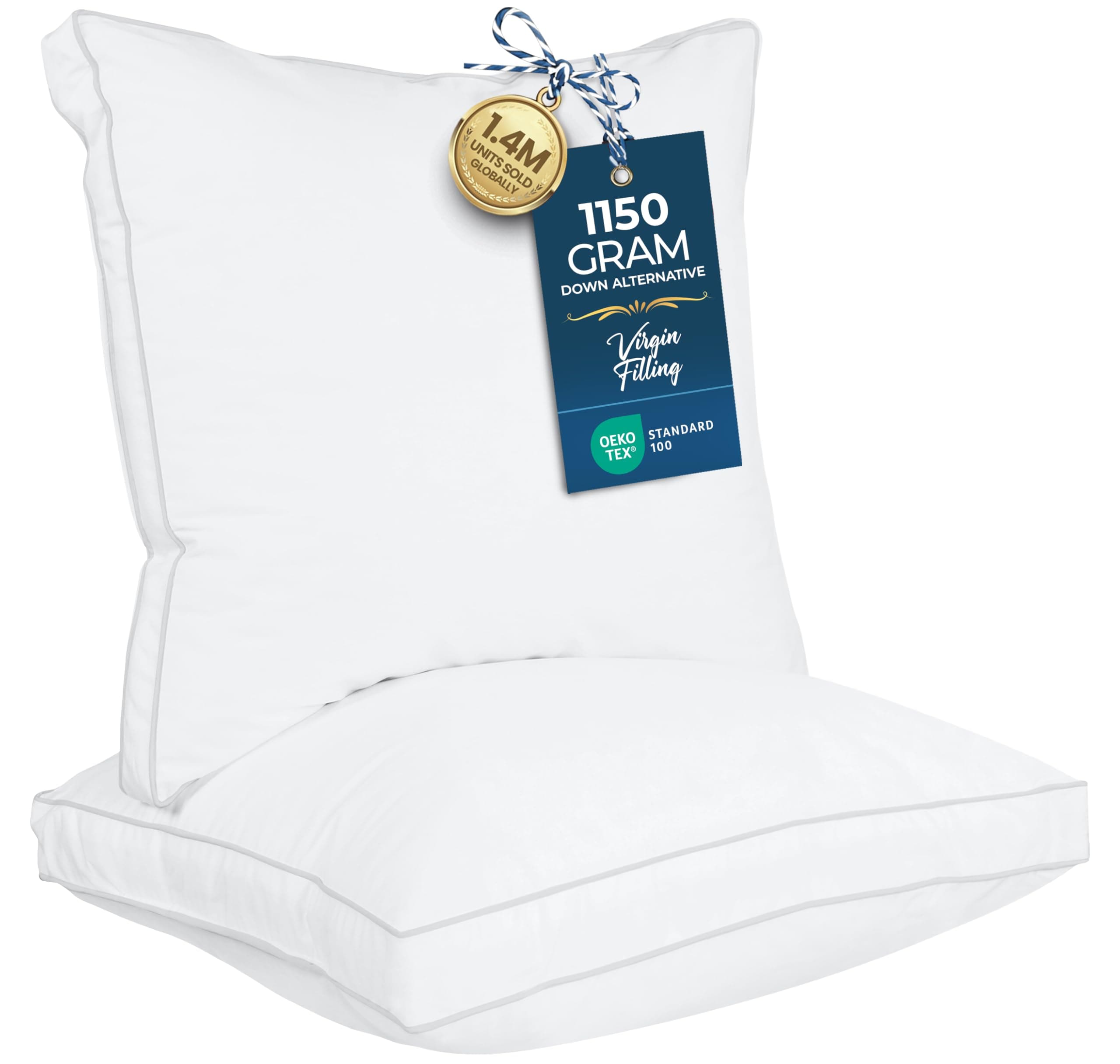 Utopia Bedding Bed Pillows for Sleeping European Size (White), Set of 2, Soft & Fluffy Pillow with Down Alternative Filling, Cooling, Hotel Quality, Gusseted Pillow for Back, Stomach or Side Sleepers