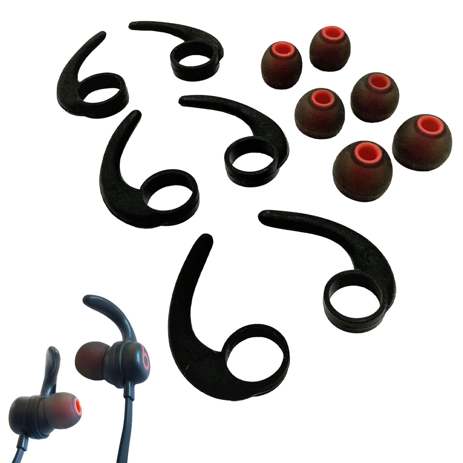 3 Pairs (LMS) Silicone Earbuds Tips Replacement Eartips 3 Pairs (LMS) Sports Earbuds Wingtips Rubber Ear Fins Stabilizer Earhook Compatible for Beats Flex Beats X Sony Jvc More in Ear Earpone