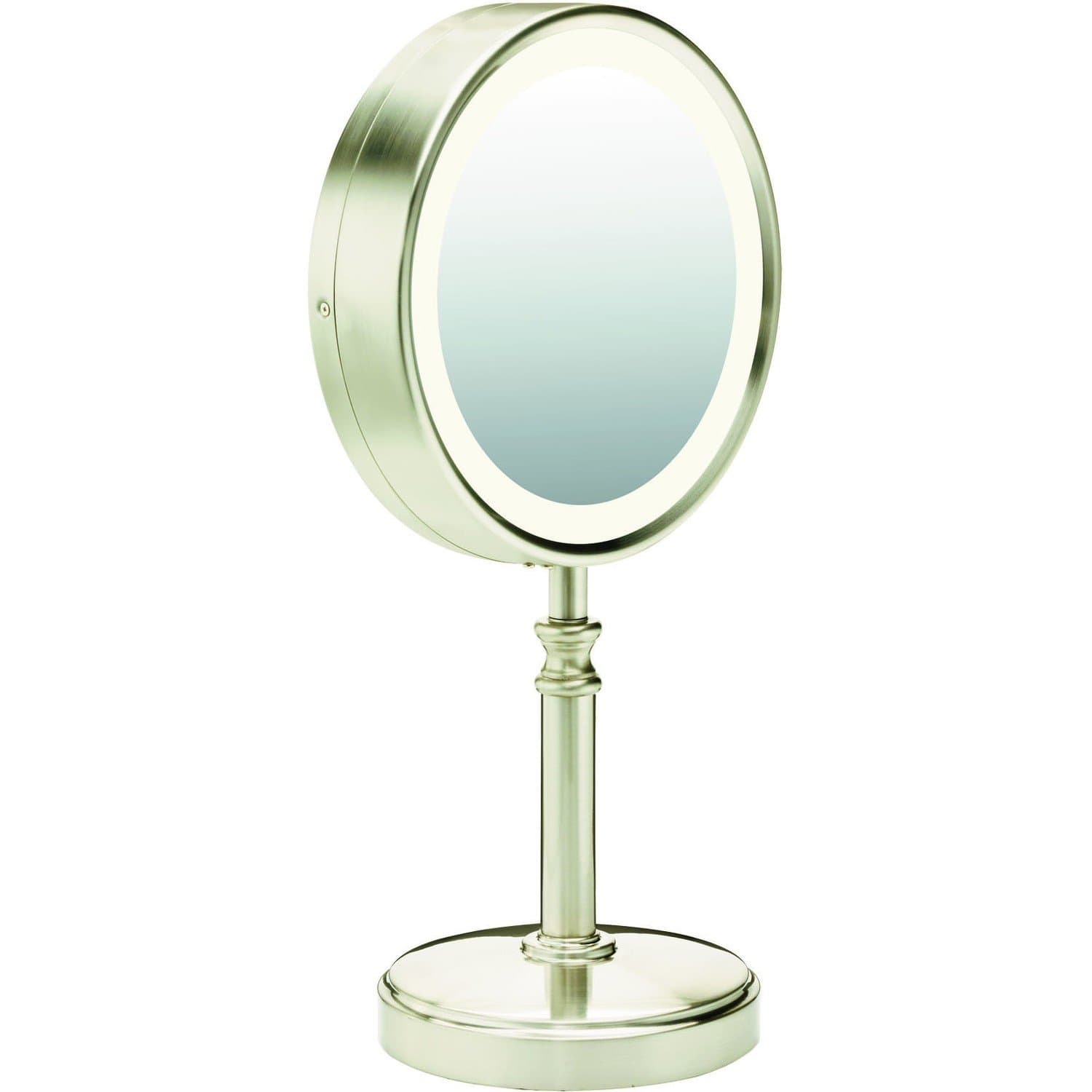 Conair Reflections Double-Sided Led Lighted Vanity MakEUp Mirror, 1X/10X Magnification, Satin Nickel