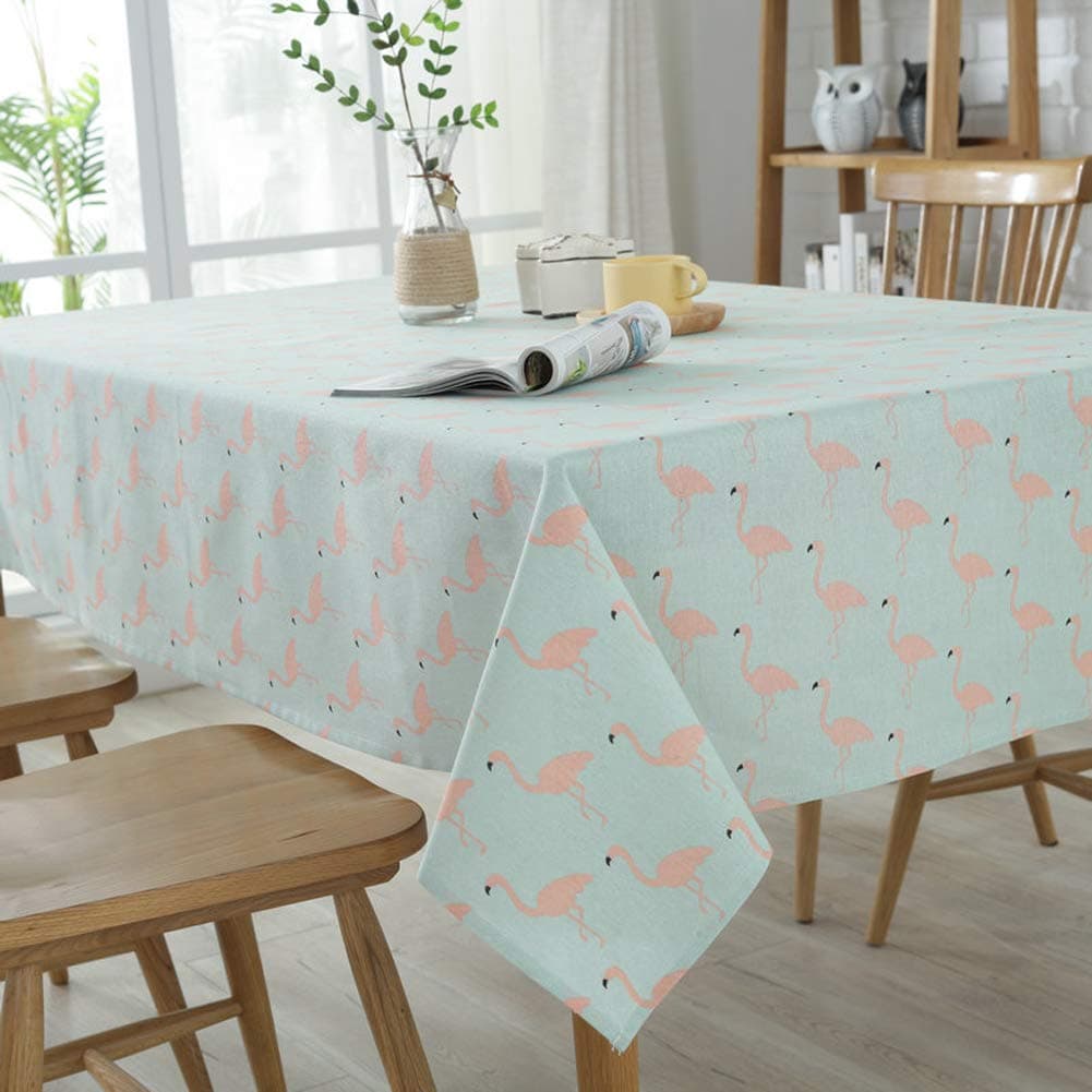 DOTBUY Tablecloths Rectangle, Solid Linen Square Tablecloth Water Resistant Table Cloth Wrinkle Resistant for Parties Dining Room Tables Multi-purpose Indoor and Outdoor (70*70cm, Green flamingo)
