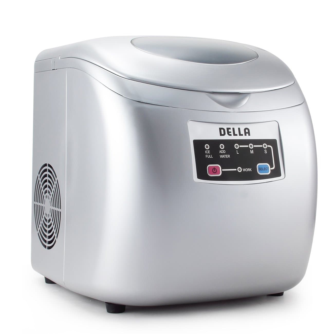 Della Portable Ice Maker Easy-Touch Buttons 26lb Per Day Countertop Machine 3 Selectable Cube Sizes -Silver