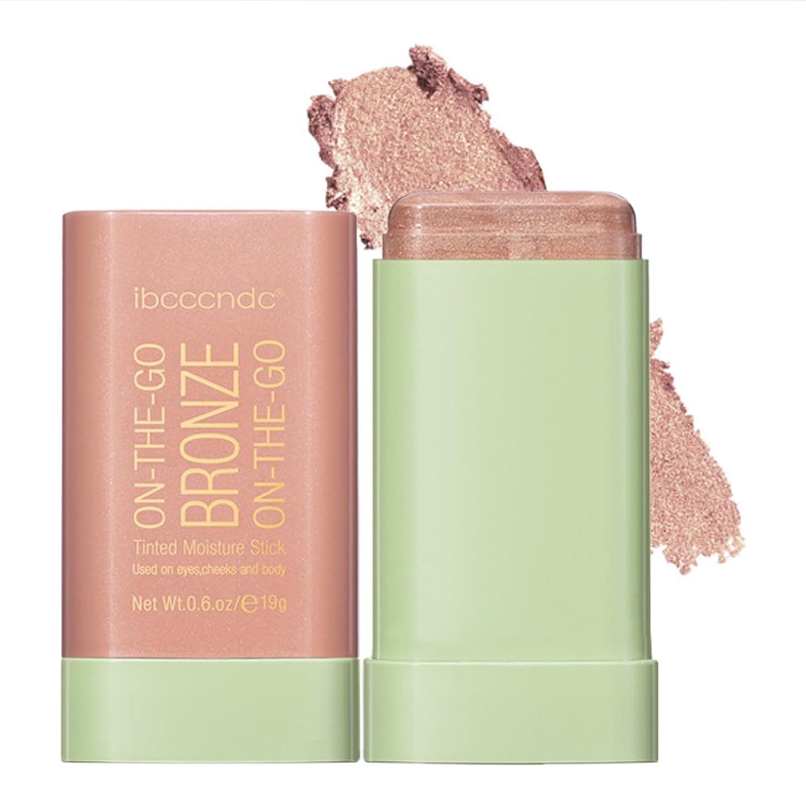Multi-Use Makeup Bronzer Stick, On-the-Go Glow Bronze Tinted Moisture Stick, Hydrating Solid Moisturizer with Bronze Tint, Natural Bronzed Glow, Blends Effortlessly, for Eyes, Cheeks & Body