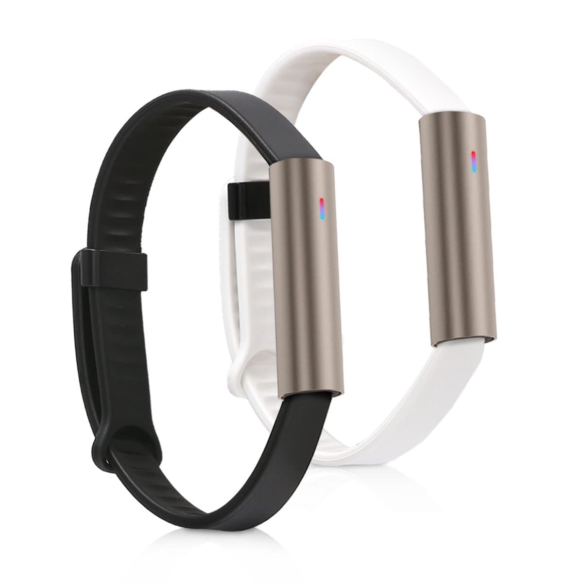 kwmobile Straps Compatible with Misfit Ray Straps - 2x Replacement Silicone Watch Bands - Black/White