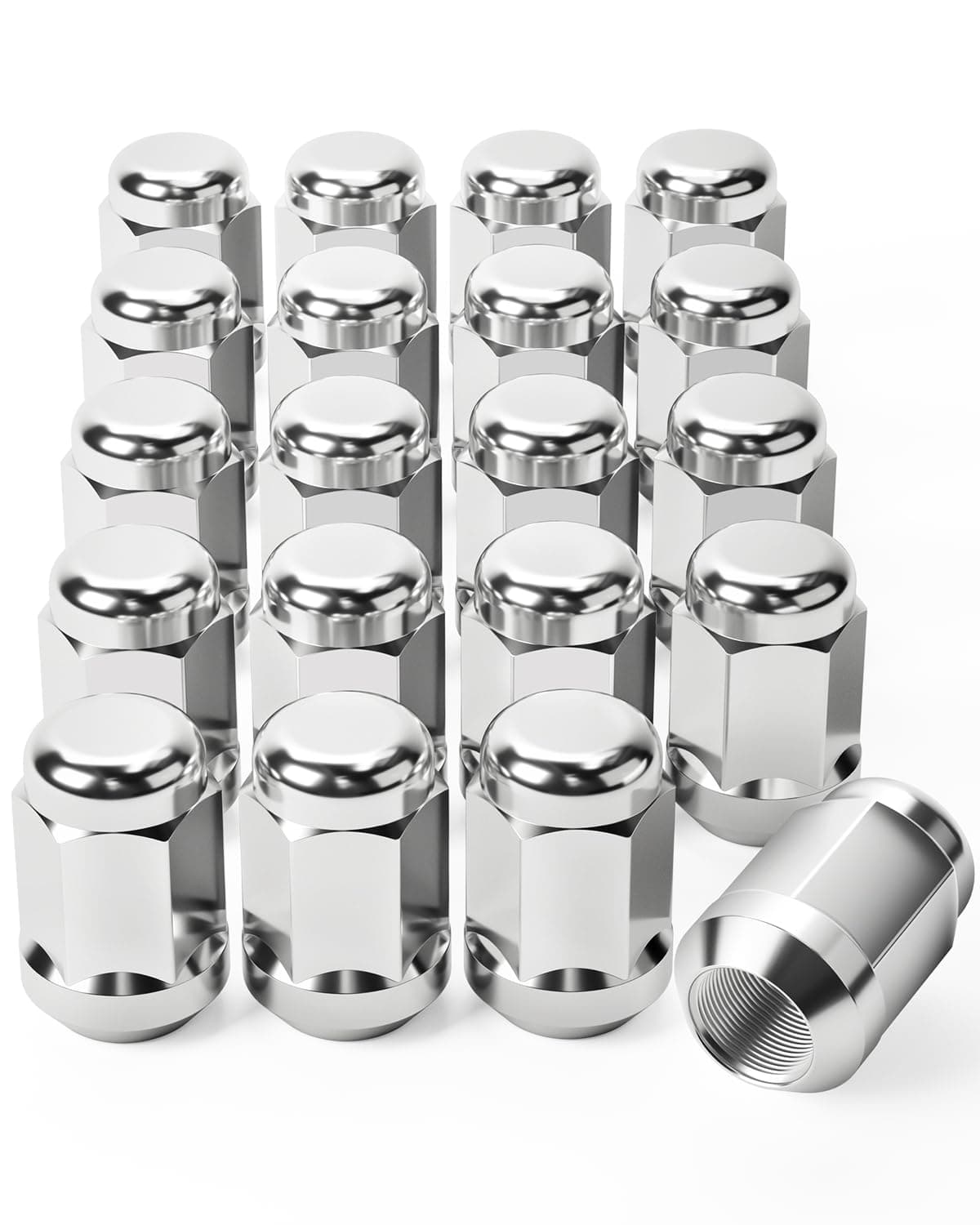– Orion Motor Tech 1/2"-20 Lug Nuts with Cone Seat, 3/4" 19mm Hex 1.38x0.87 in. Chrome Plated Wheel Lug Nuts Compatible with Ford Mustang Explorer F-150 Dodge Ram 1500 Jeep Wrangler, Set of 20