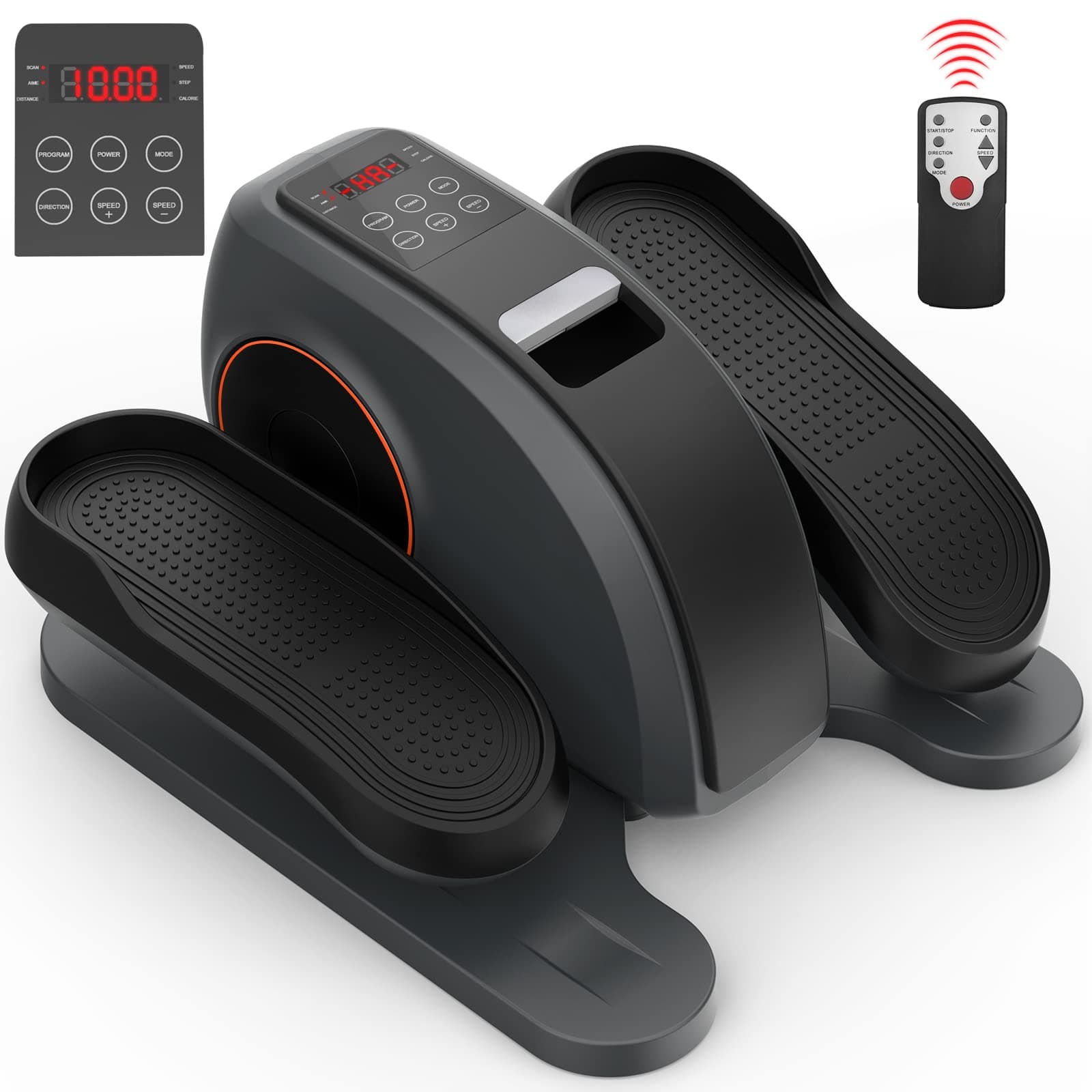 Under Desk Elliptical Machine, Pedal Exerciser Elliptical Machine with LCD Monitor, Remote Control, Anti-Slip Pedals, 10 Adjustable Speeds Elliptical Trainer, Neezee Elliptical Stepper for Home Use