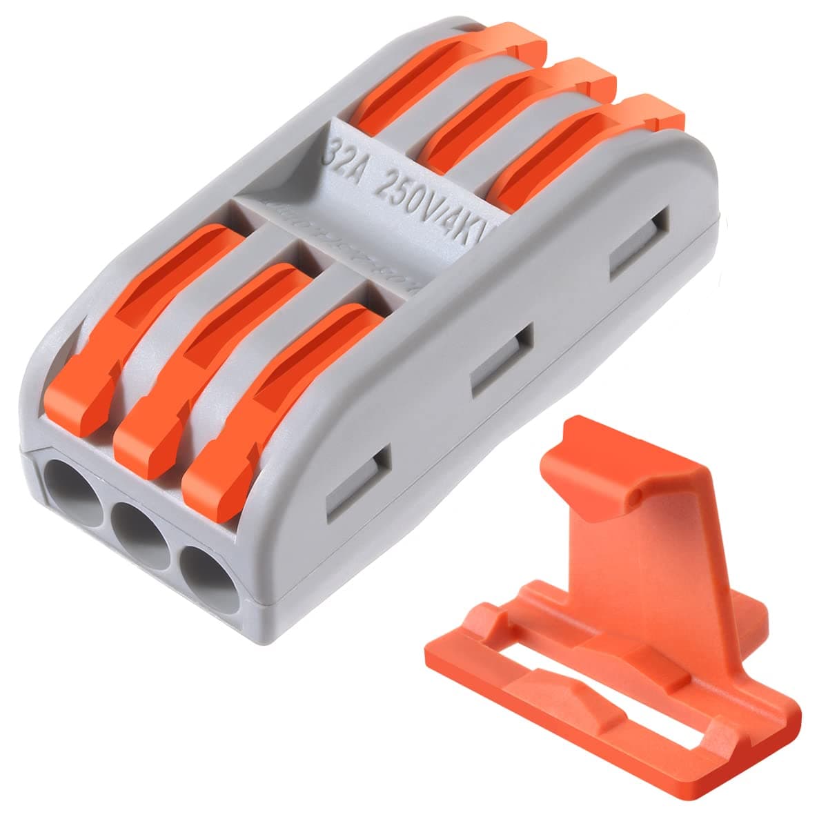 25pcs Conductor Compact Connectors Lever Wire Nut Electrical Connectors with Fixed Base for 3 Circuit Inline Splices 28-12 AWG