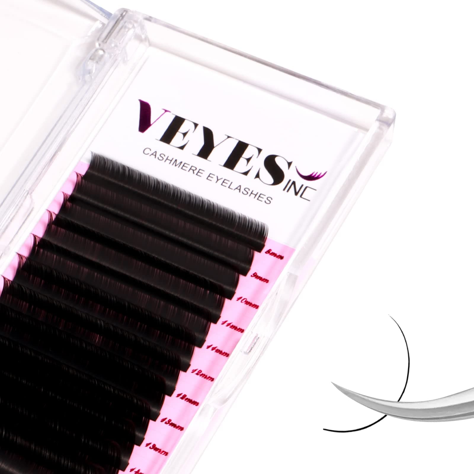 VEYES INCCashmere Volume Lash Extensions C CC D DD LD L B J M Curl 0.03-0.20 thickness 5-25mm, Super Matte Black Individual Eyelashes Tray, Professional Supplies for Lash Techs (0.03 D 13mm)