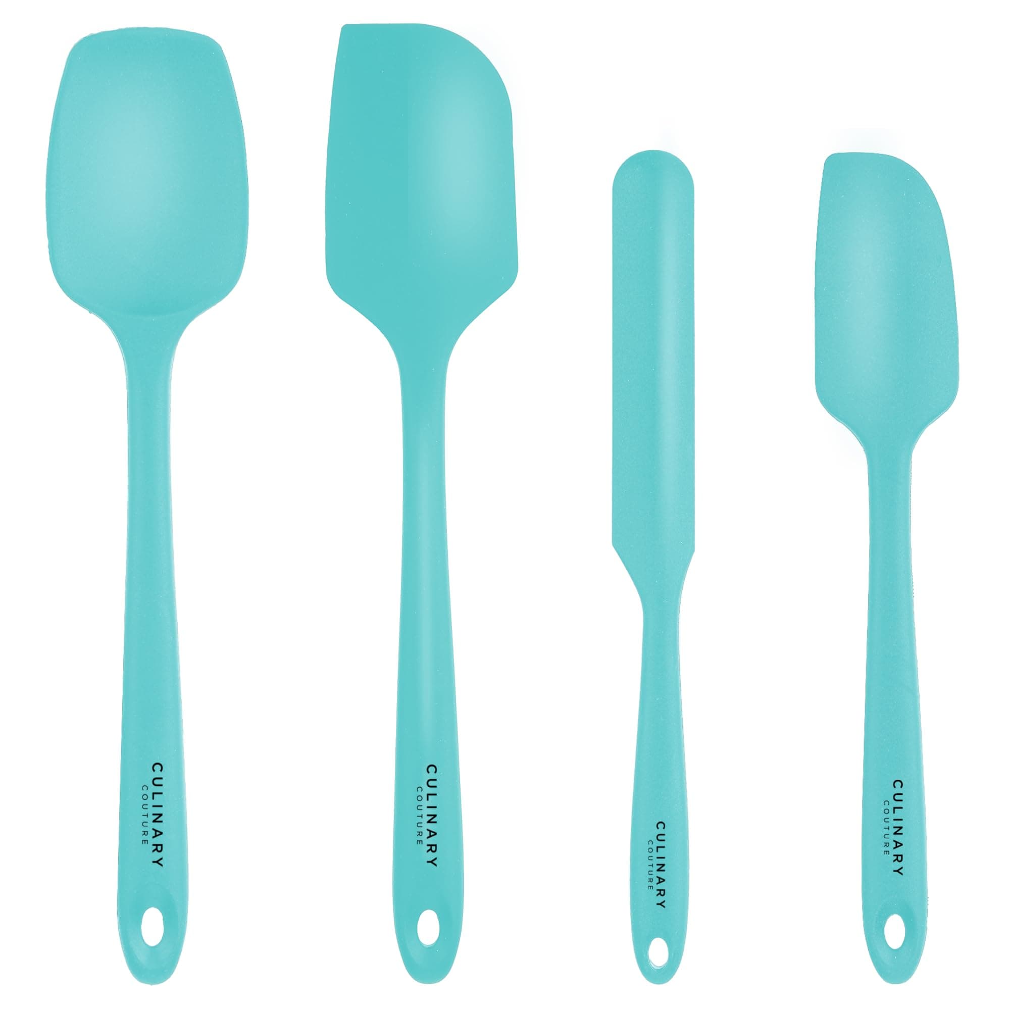 4-Piece Aqua Baking Spatula Set - Holiday Baking Essentials, Rubber Spatulas Silicone Heat Resistant, BPA-Free - Spatula Set for Nonstick Cookware - Silicone Baking Utensils