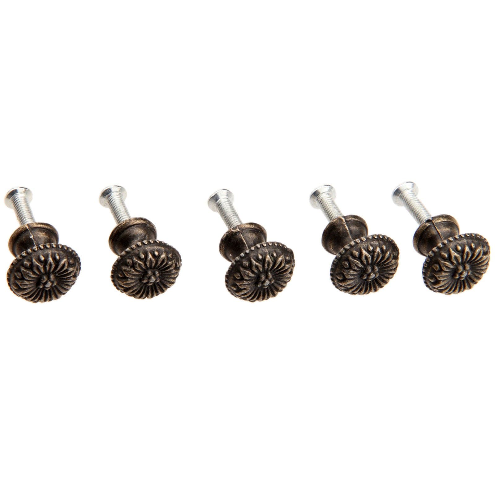 dophee 5Pcs Antique Brass Little Knobs, Small Round Drawer Pulls Handles for Jewelry Box Cupboard Wardrobe Cabinet Wooden Box Desk, 0.67"x 0.59"