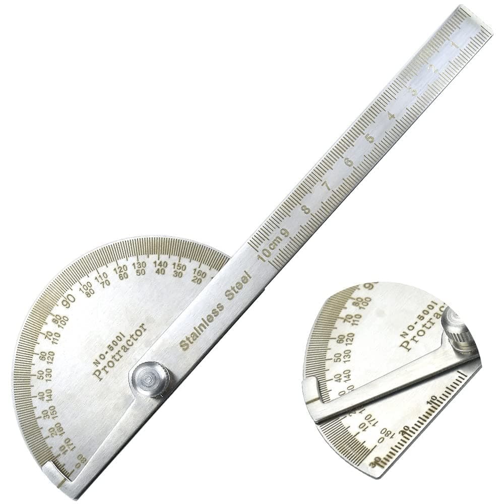 KASTWAVE Angle Protractor Angle Finder Ruler, Stainless Steel Protractor 180 Degrees Angle Ruler, Universal Goniometer Angle Finder Tool for Carpenter Painting Drawing Measuring (10 cm/ 3.94 Inch)
