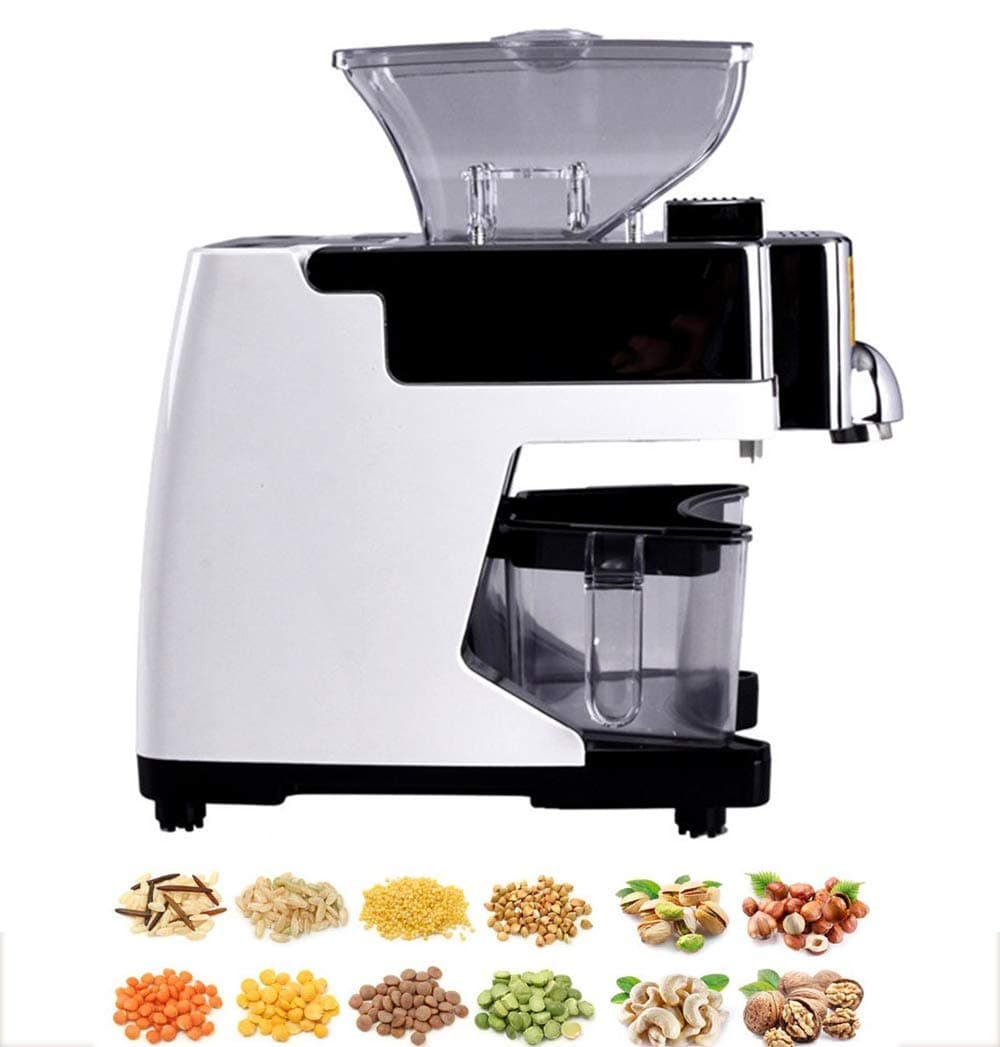 Oil Press Machine Automatic Cold/Hot Nuts Seeds Oil Extractor 304 Stainless Steel Seed Oil Presser Pressing for Coconut Castor Olive Home/Commercial Oil Expeller,White