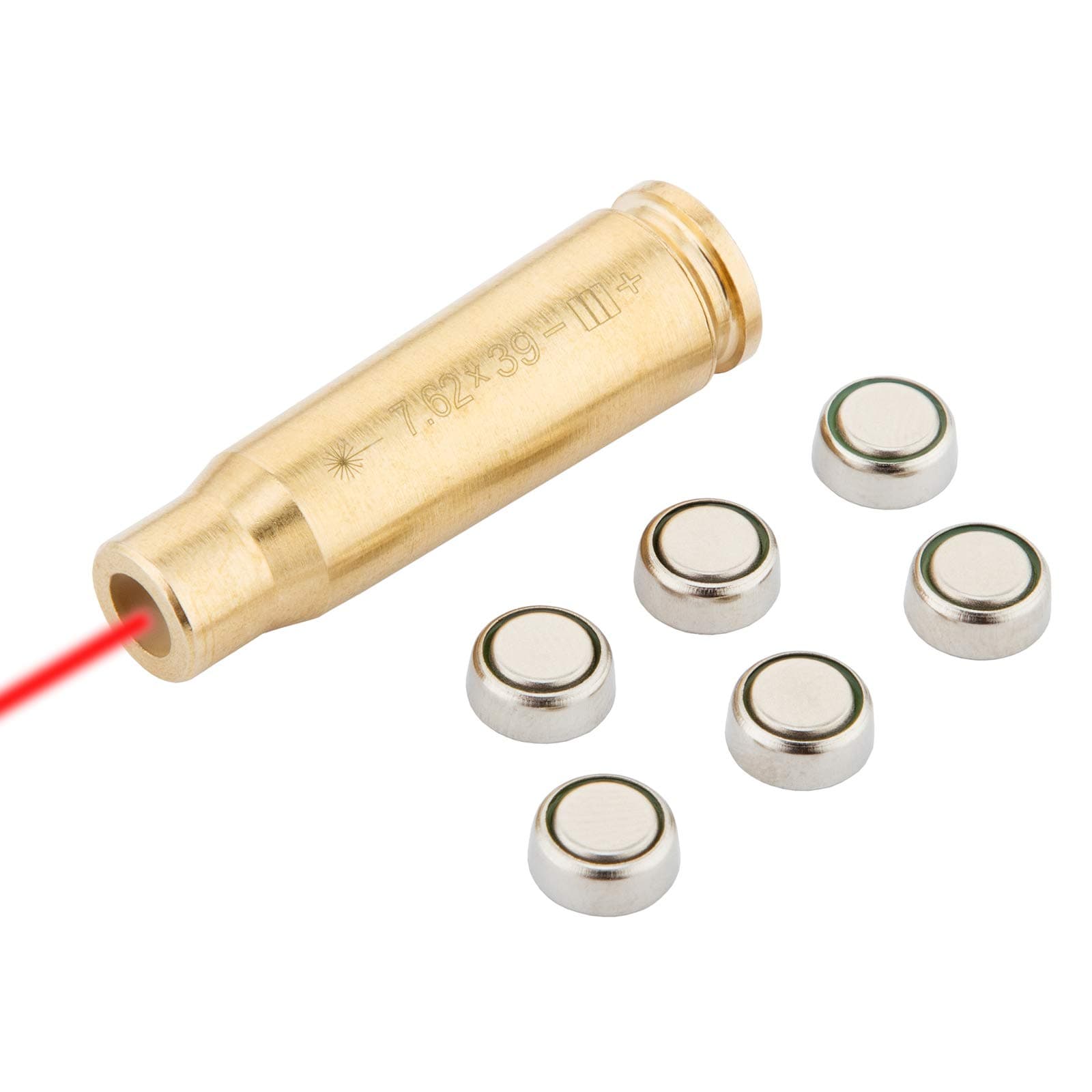 7.62×39 Laser Bore Sight, Red Dot Bore Sight with 6 Batteries(2 Set Batteries)