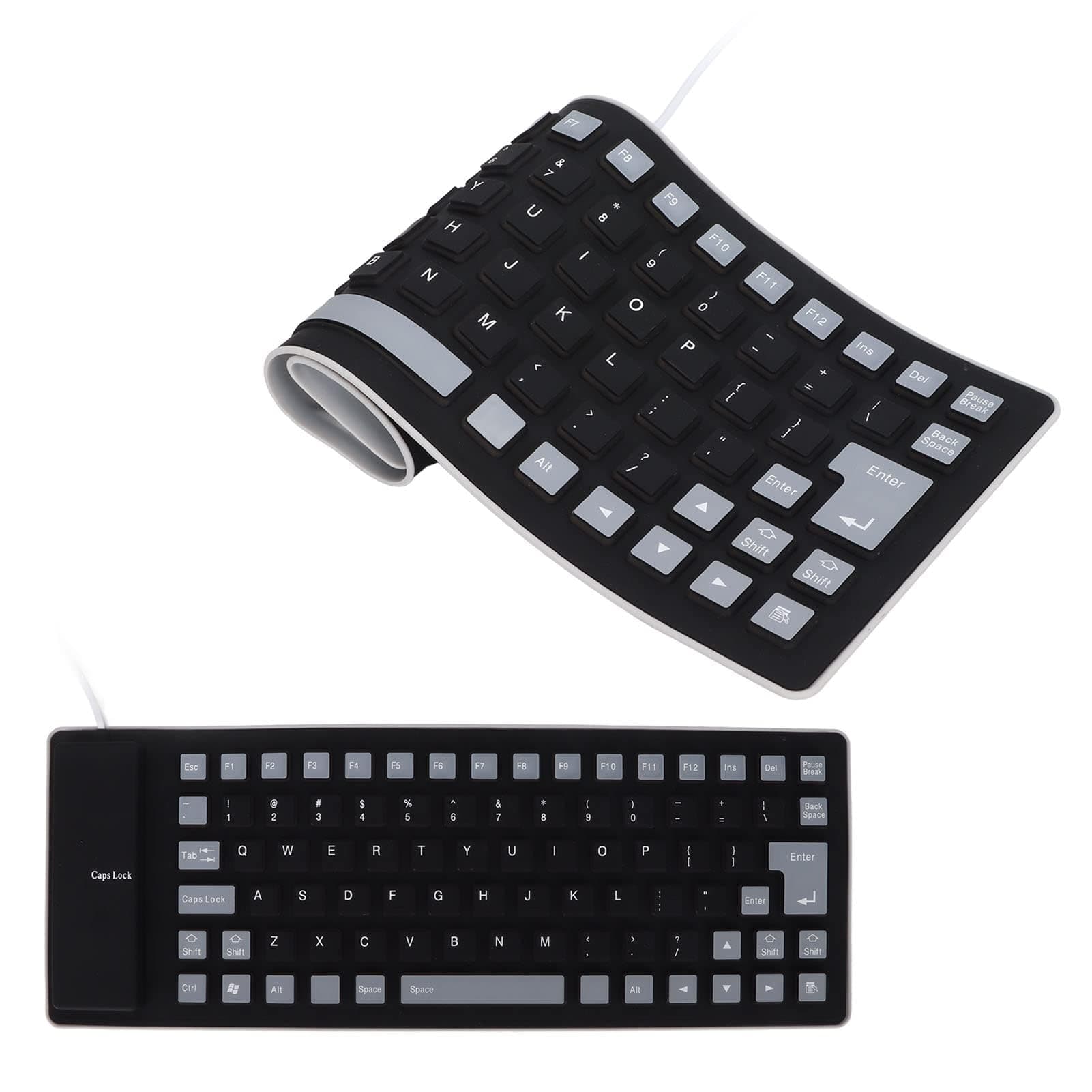 MAKINGTEC Silicone Keyboard, Foldable Flexible Keyboard USB Wired Gaming Keyboard, 85 Keys, Fully Sealed Design, Roll-up Silent Soft Keyboard, Waterproof, Dustproof for PC Notebook Laptop