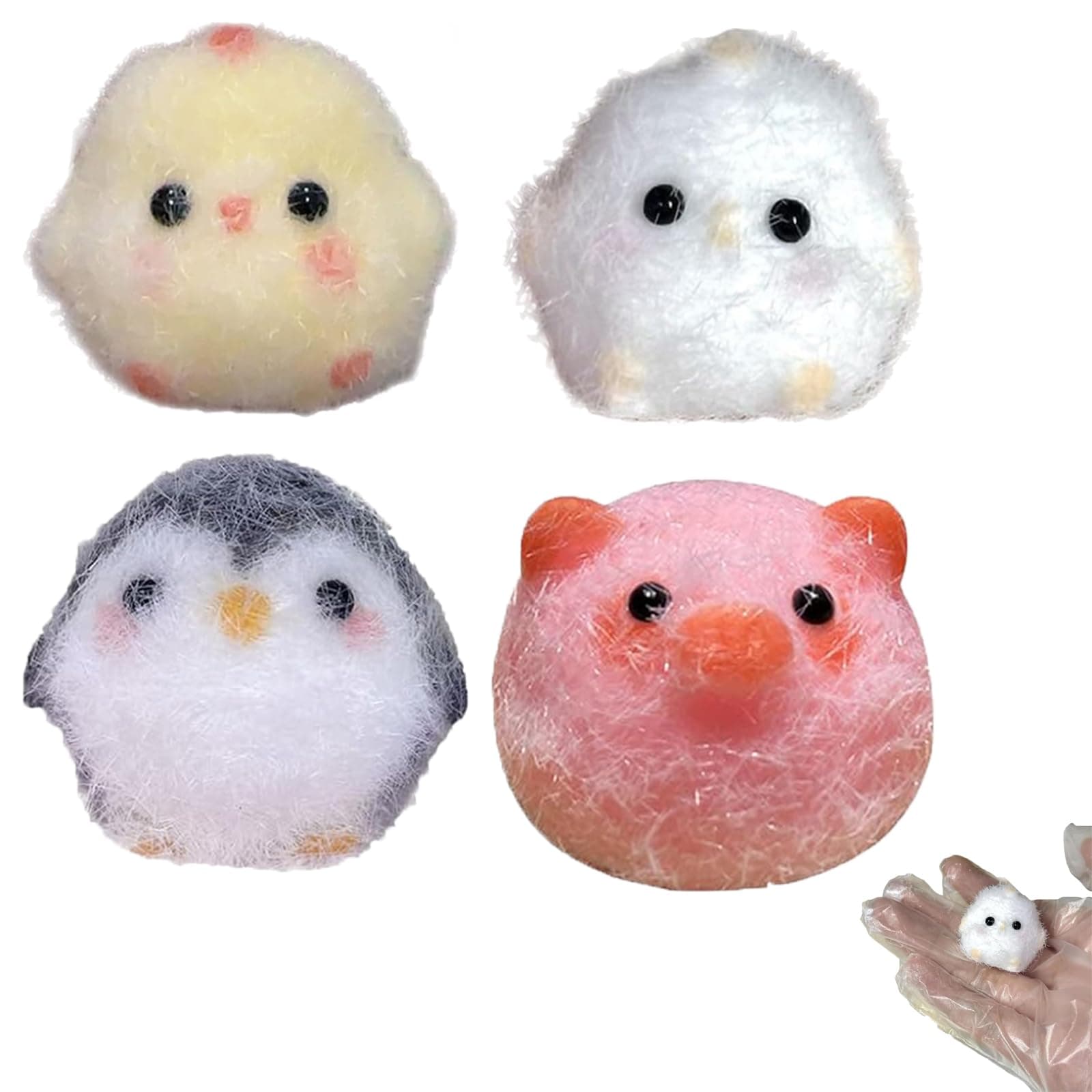 4 PCS Taba Squishy Kit, Taba Squishy, Taba Squishies, Fufu Squishy, Mini Chick Penguin Pig Taba Squishy Toys Sensory Toy Decompression Toy Squeeze Toy Stress Reliver Gift for Adults Kids