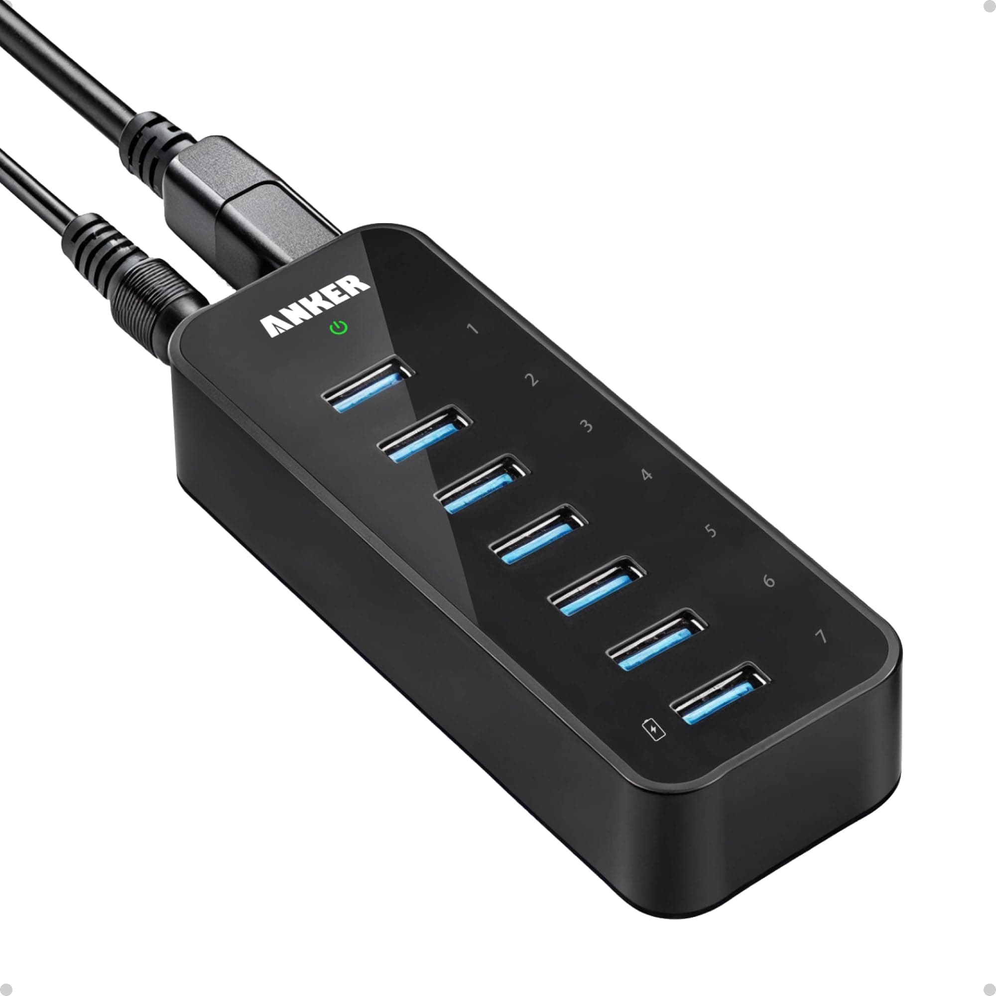 Anker 7-Port USB 3.0 Data Hub with 36W Power Adapter and BC 1.2 Charging Port for iPhone 7/6s Plus, iPad Air 2, Galaxy S Series, Note Series, Mac, PC, USB Flash Drives and More