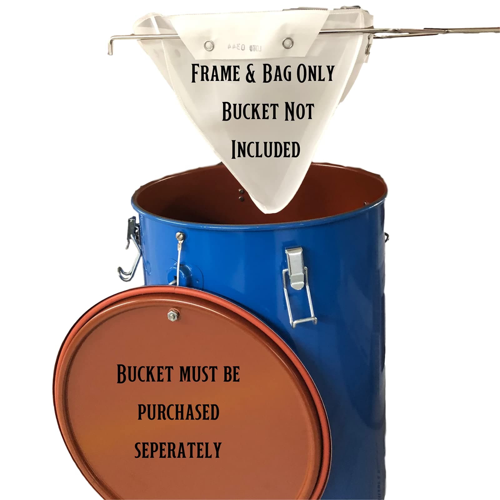 MirOil CONE2B Fryer Filter Bag & Frame Combo Set – Durable Reusable Strainer Bag and Metal Support Frame for Commercial Kitchen Use - Compatible with MirOil Blue Oil Caddy - Model #30L