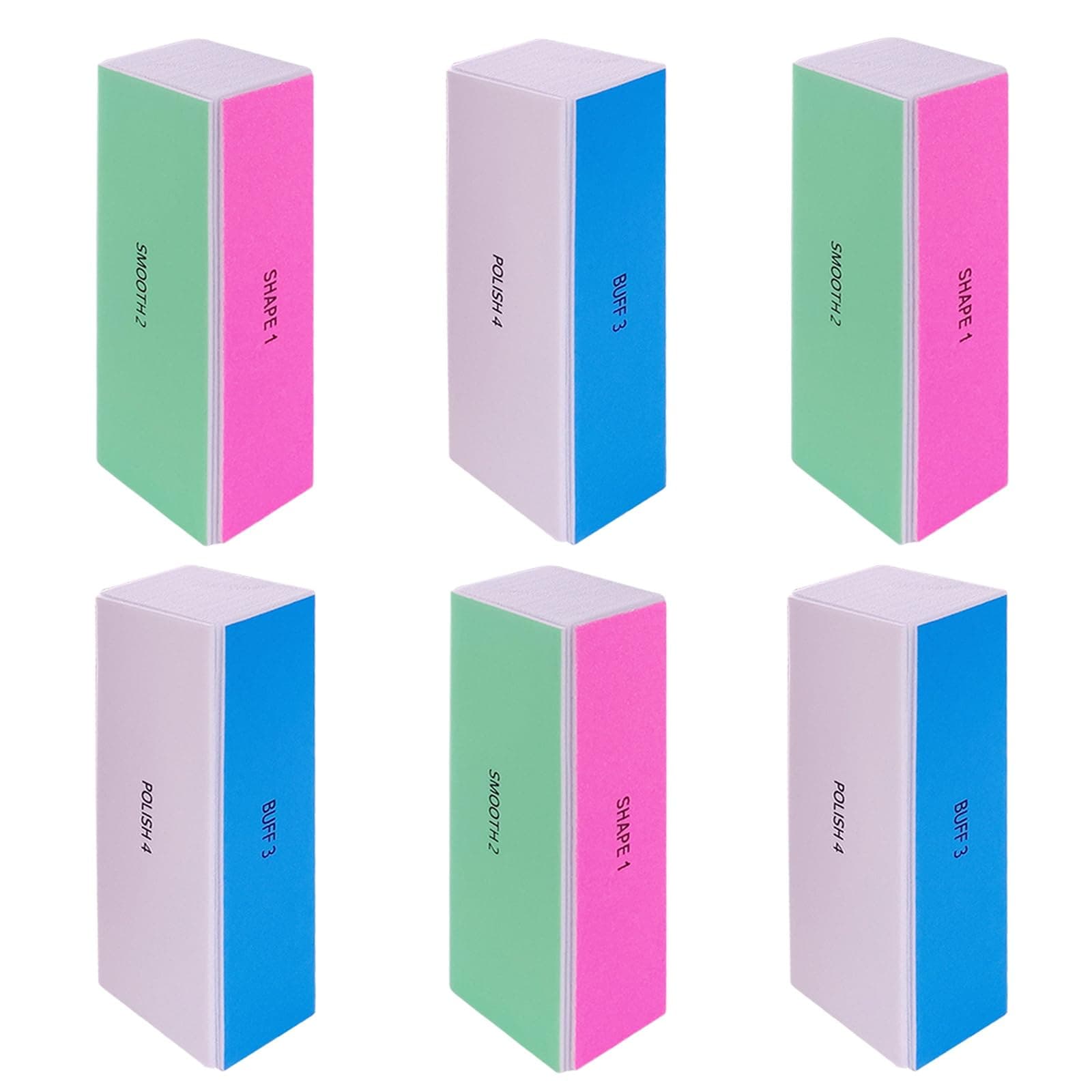 4 Way Nail Buffer Block (6 Pack), Nail Shine Buffers Blocks Files for Natural Nails, All-in-One Nail Smoother Buffing Block