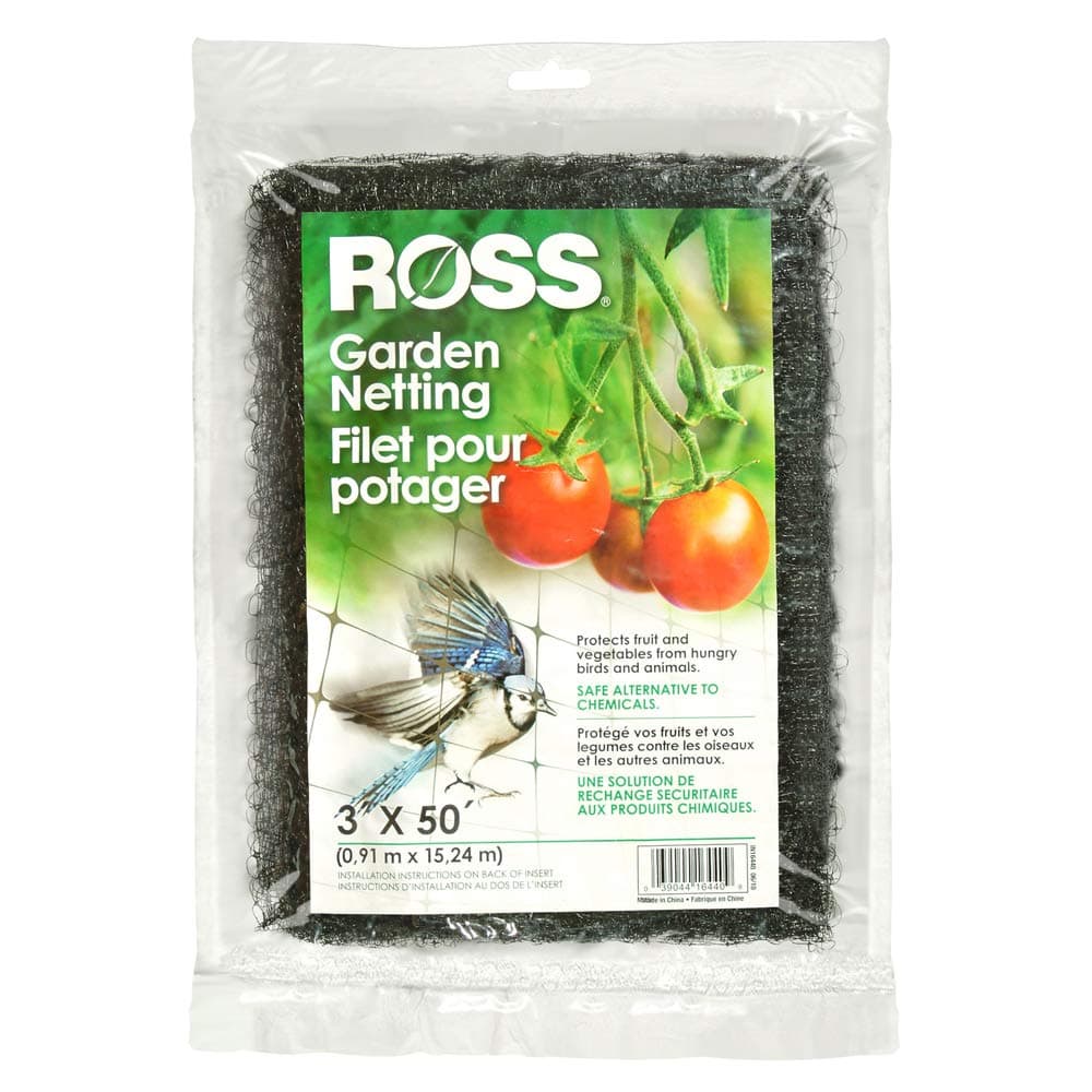 Ross Garden Netting (Multi-Use Netting for Use Around Yard and Garden) Black Mesh Plastic Netting, 3 feet x 50 feet