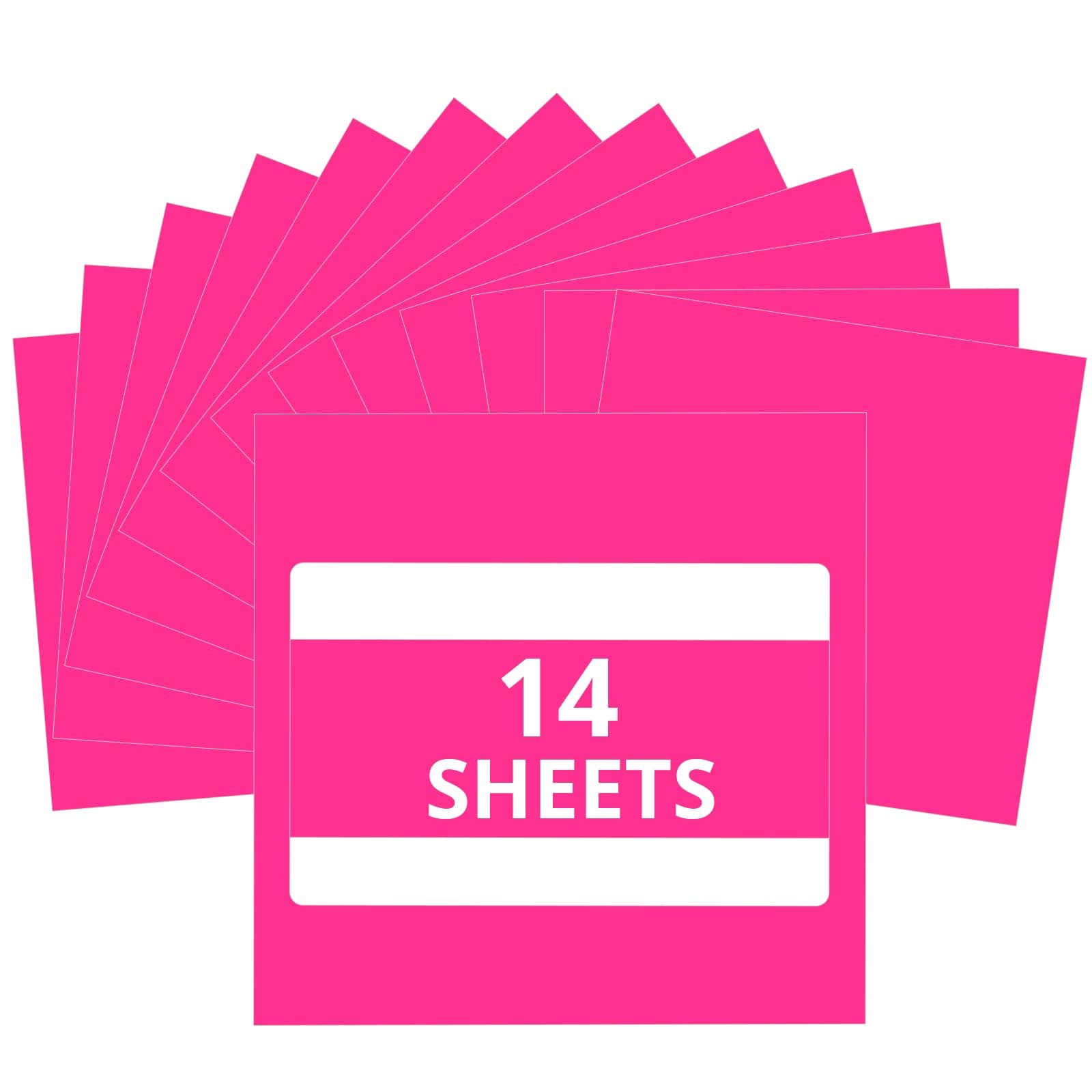 Pink Permanent Vinyl for Cutting Machine - 14 Pack Hot Pink Glossy,12 ” x 12 ” Adhesive Sheets for Craft Projects, Permanent Adhesive Vinyl Compatible with Cricut Cutting Machine