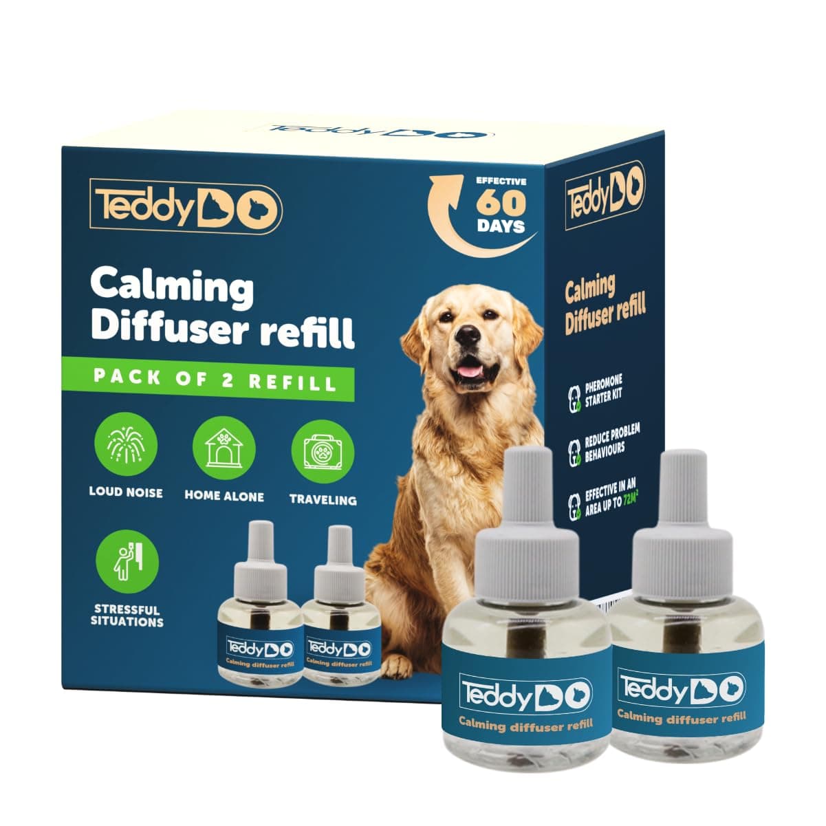 Calming Diffuser Refill for Dogs| Pack of Two| 60 Days Kit | Comfort, Calming and Relax Anxious Dog and Other Problematic Behaviors | 2x48 ml |
