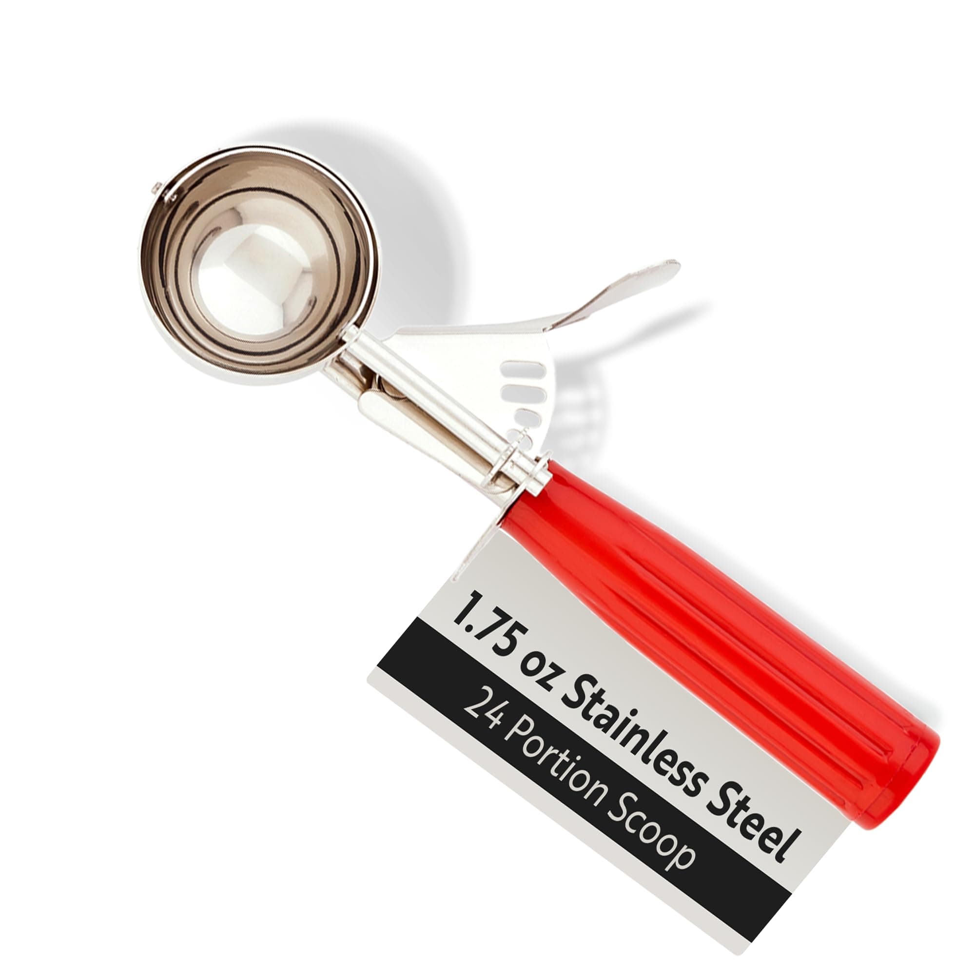 Restaurantware 1.75 Ounce Portion Scoop, 1 Trigger Release Stainless Steel Cookie Scoop - With Red Handle, Stainless Steel Disher, For Portion Control, Cookie Dough, Cupcake Batter, Or Ice Cream