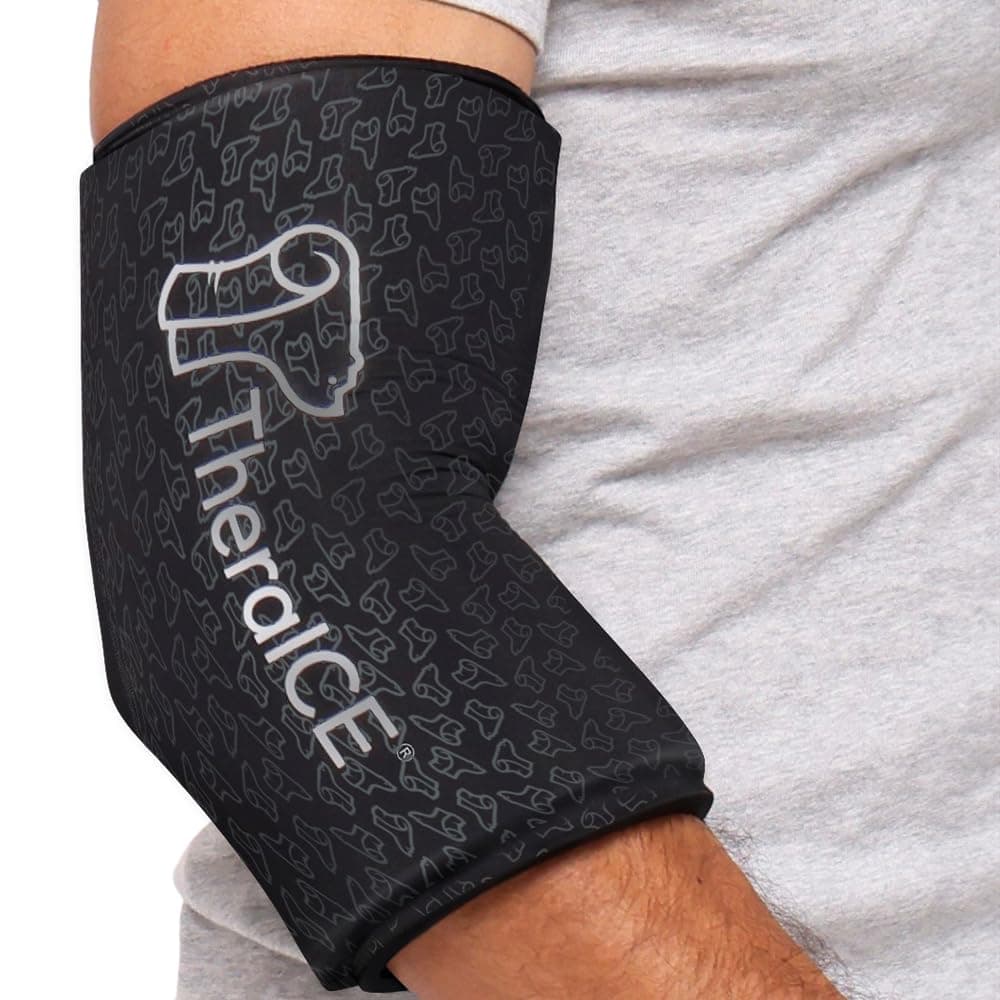 TheraICE Elbow Ice Pack Compression Sleeve for Injuries (PRO Elbow Sleeve, Small/Medium)