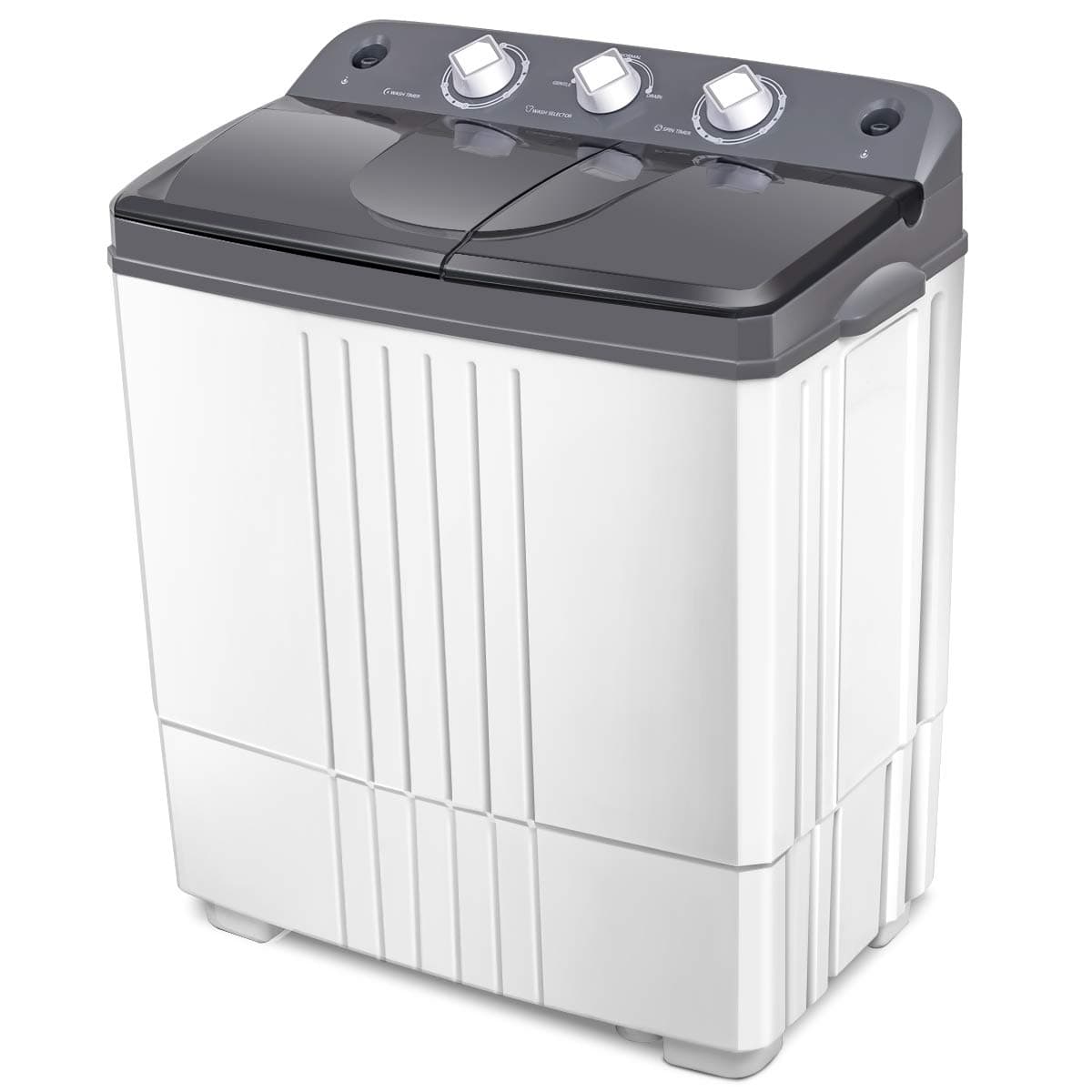 Giantex Portable Washing Machine, 20lbs Capacity, 12lbs Washer and 8lbs Spinner, Compact for Apartment RV, Gray & White, GX20313-PE