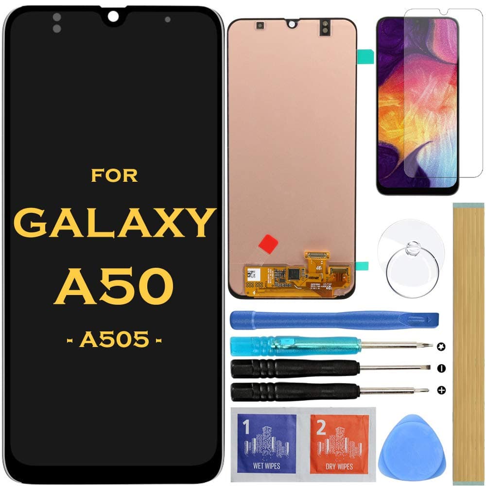 Screen Replacement LCD Touch Digitizer Assembly for Samsung Galaxy A50 2019 A505 SM-A505F A505FN A505W A505U A505U1 6.4" (Black)