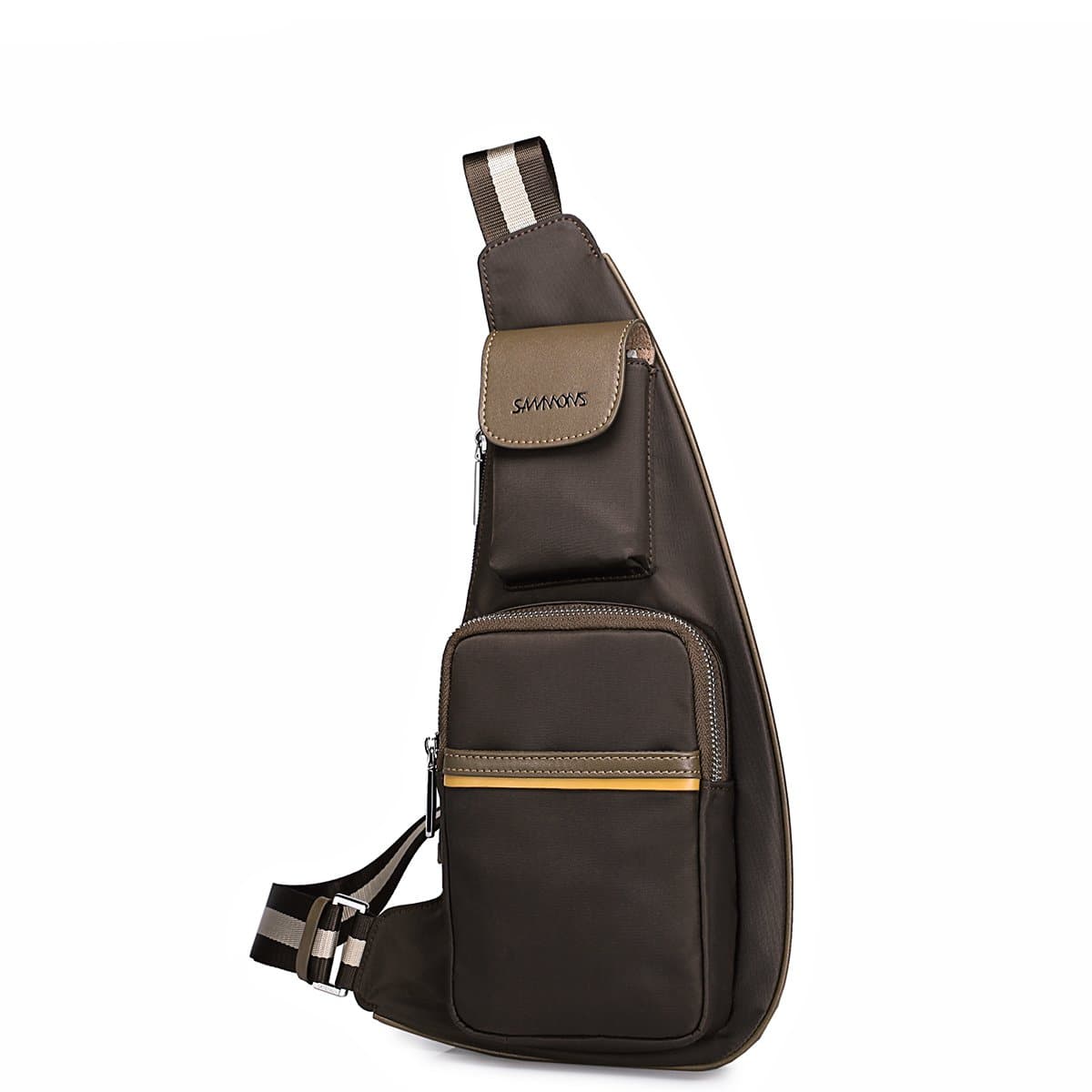 Genuine Leather Backpack Chest Pack Daypack Sling Bag Shoulder Bag 190165 (Brown01)