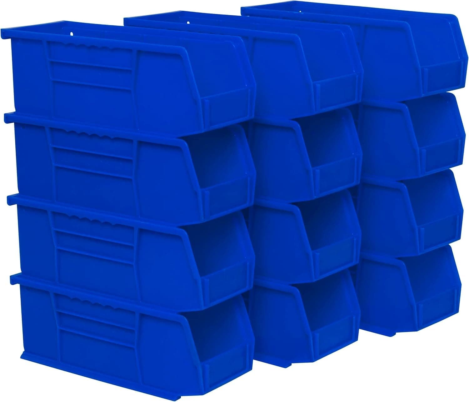 Akro-Mils 30224 AkroBins Plastic Storage Bins, Space-Saving Stackable Bins, Garage Organization Bins, Pantry Organization, Craft Storage, 11-Inch x 4-Inch x 4-Inch, Blue, 12-Pack