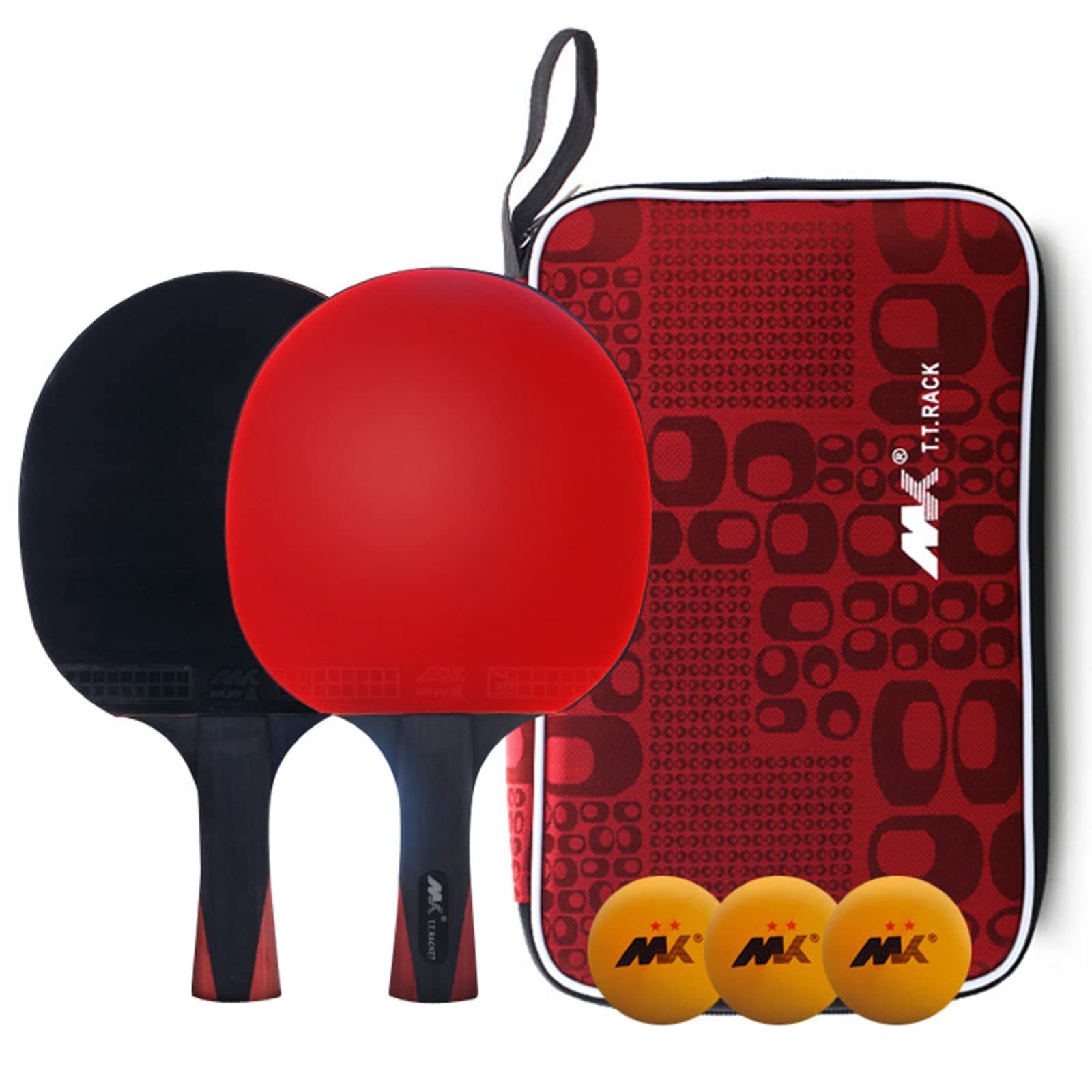 Performance-Level Table Tennis Racket Set, 2 Pro Premium Table Tennis Racket with 3 Balls and Storage Bag, for Indoor or Outdoor Play, Soft Sponge Rubber
