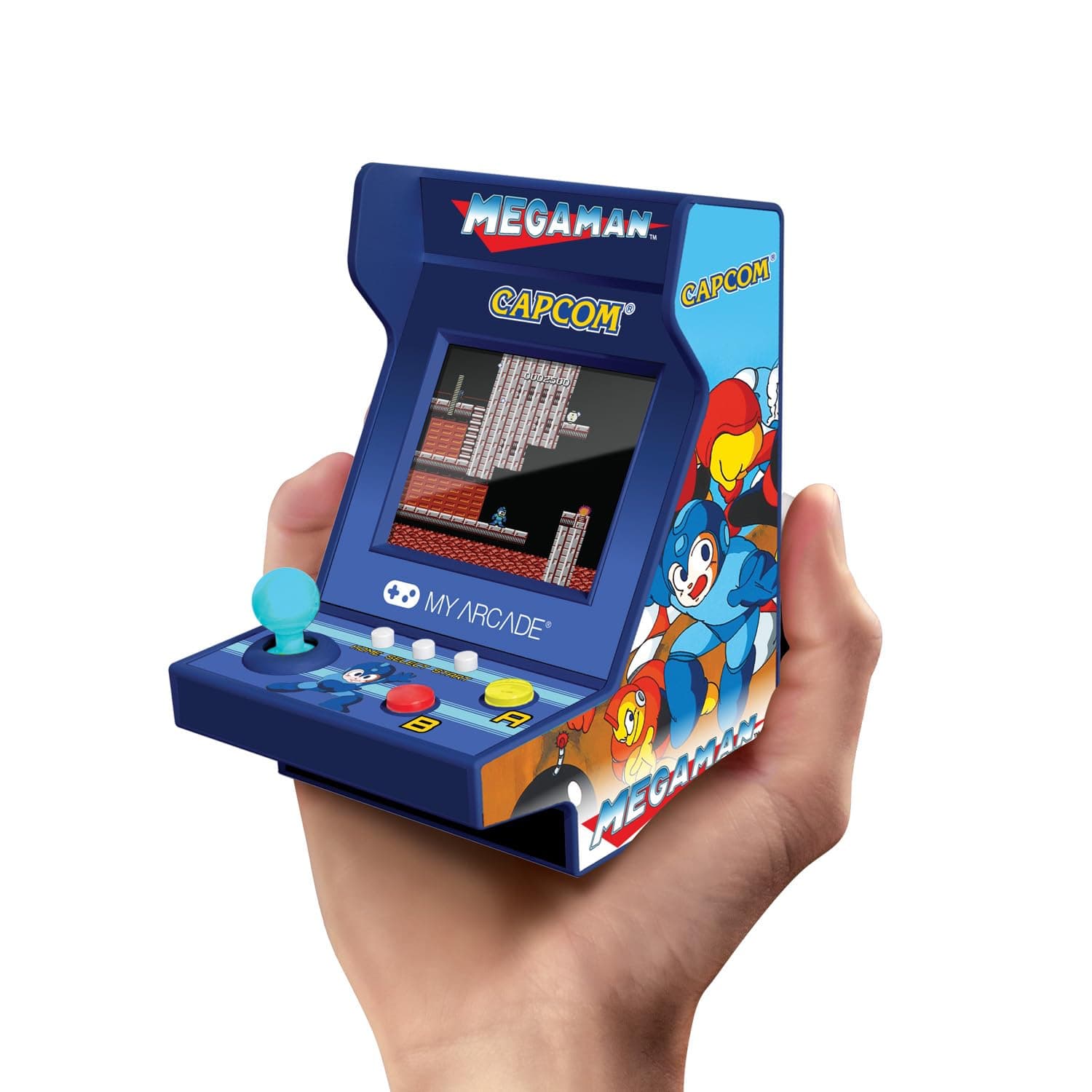 MY ARCADE Mega-Man Pico Player: 3.7" Portable Tiny Arcade Video Game with 6 Retro Games, 2" Screen Color Display, Small
