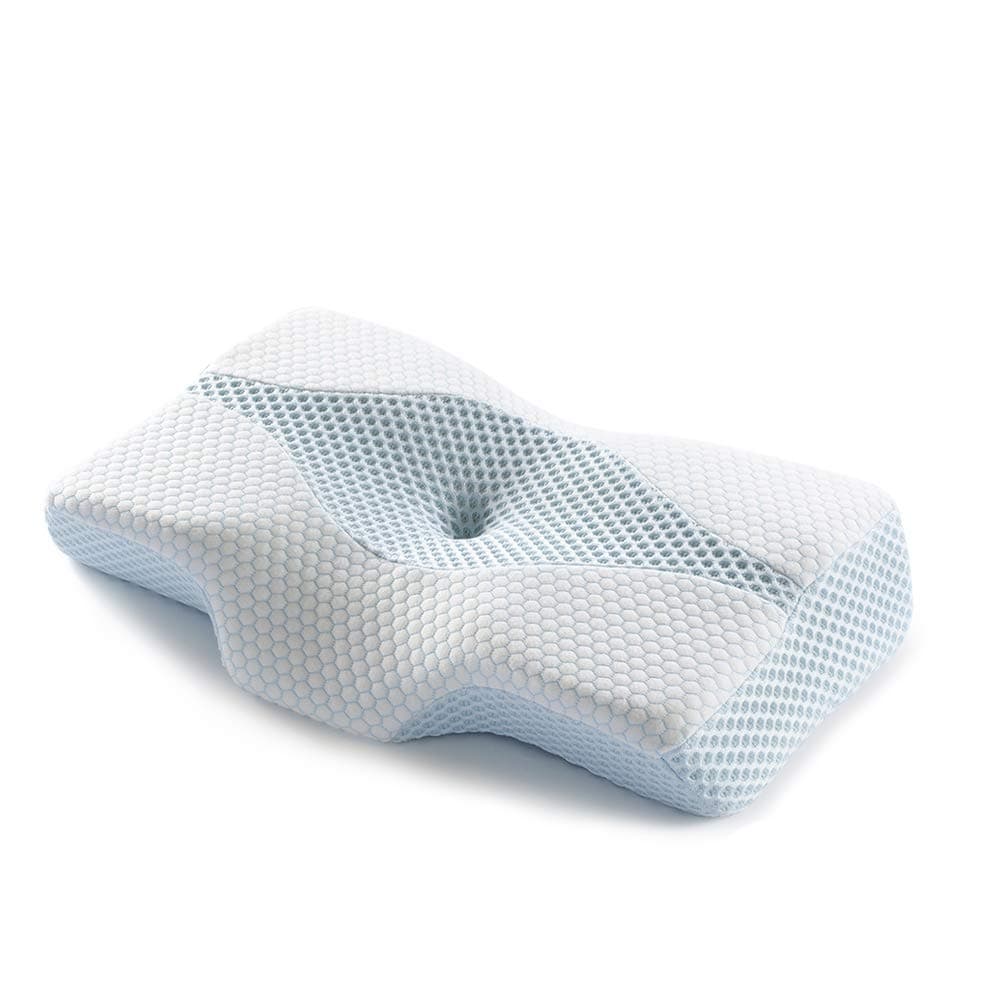 Mkicesky Neck Support Memory Foam Cervical Pillow, Side Sleeper Contour Pillow Relief Neck & Shoulder Pain for Side/Back/Stomach Sleeper, Orthopedic Bed Pillow - Lady Size