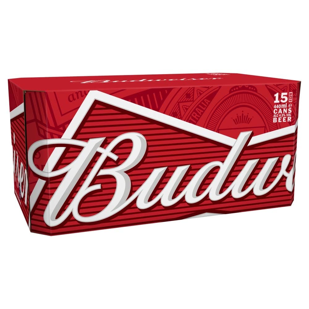Budweiser Lager Beer Cans, 15 x 440ml