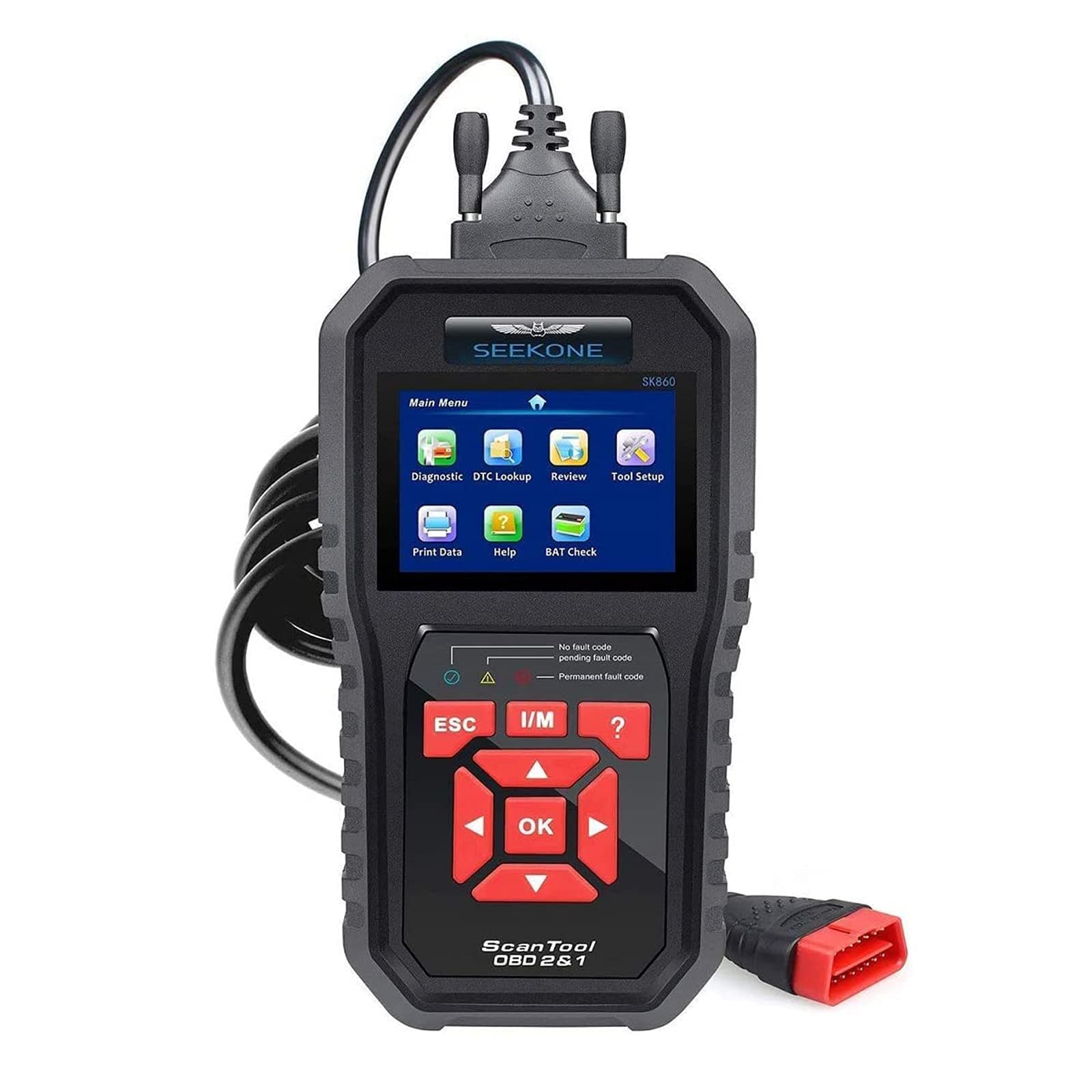 SEEKONE OBD2 Scanner, Seekone Professional Car Auto Diagnostic Code Reader OBDII and CAN Vehicle Engine O2 Sensor Systems EOBD Scanners Tool for All OBDII Protocol Cars Since 1996 (Upgraded SR860)